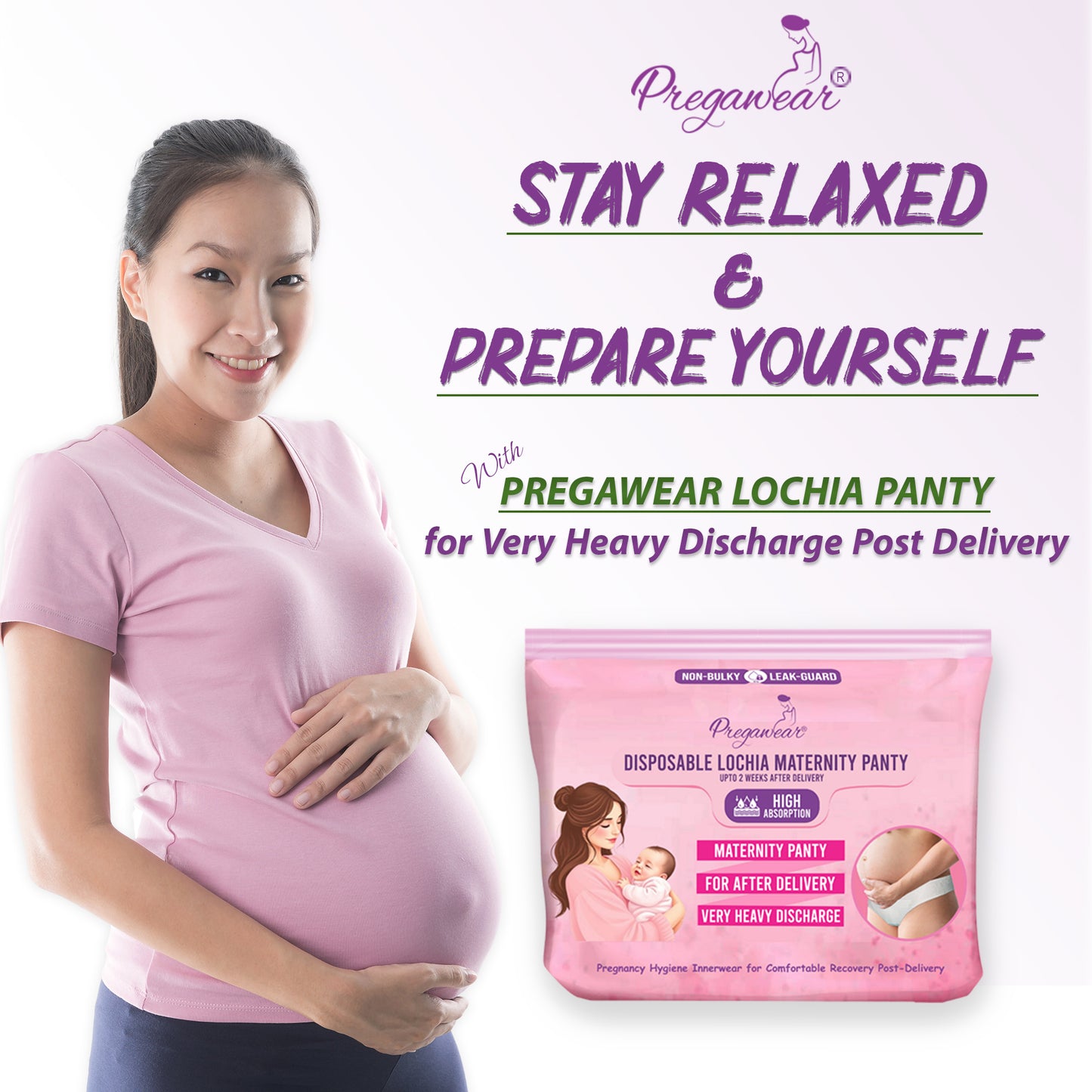 Lochia Maternity Panties (Disposable) with High Absorption Pad & Leak Guard for Extra Heavy Flow, Pregawear--Disposable Lochia Panty