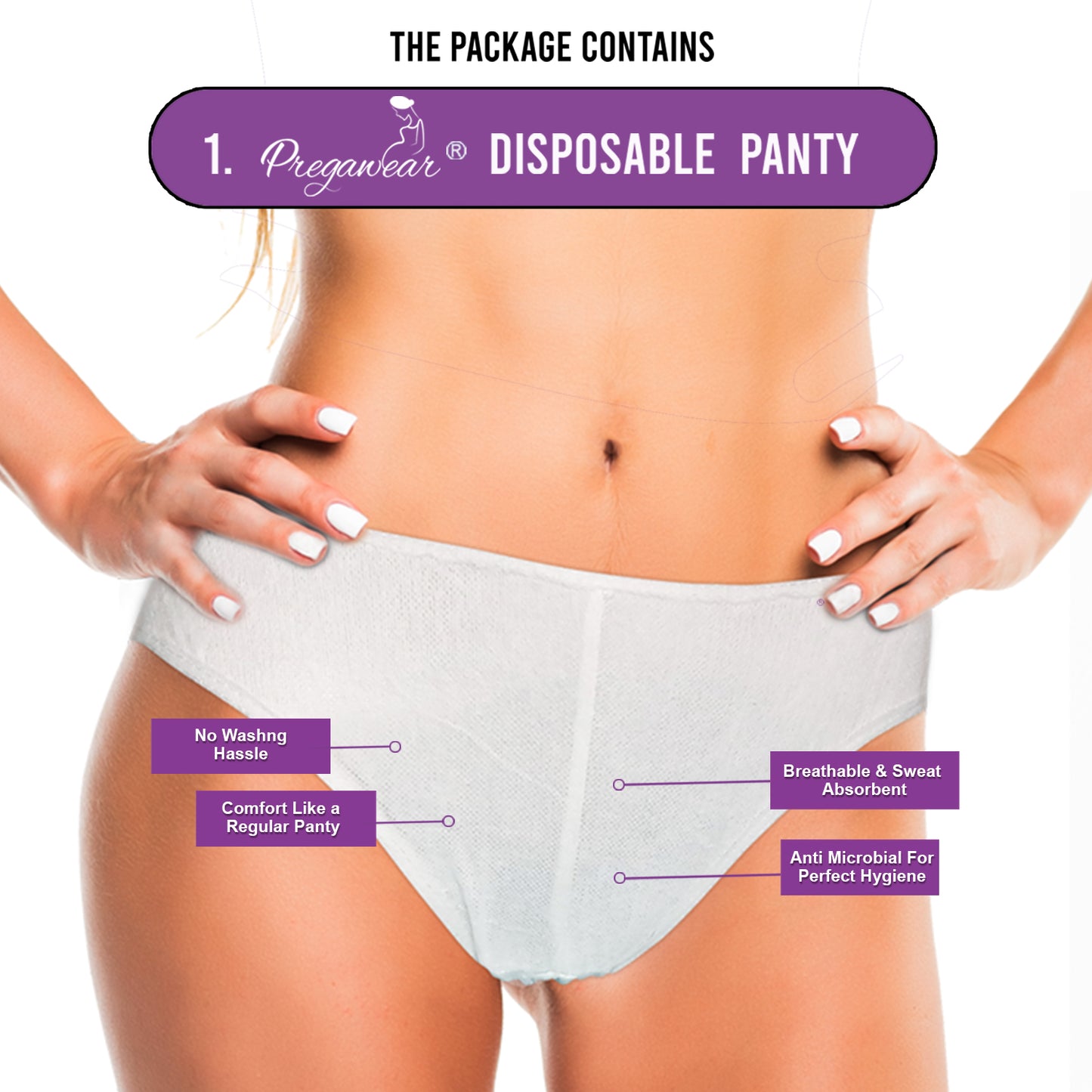 Pregawear Disposable Panty & Maternity Pad Combo | New Mom After Delivery Underwear|Rash Free Panties for Women