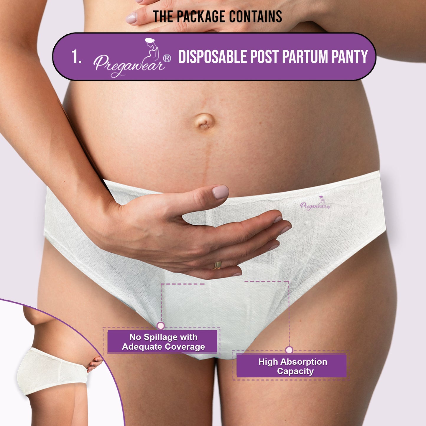 Pregawear Post Partum Panty & Maternity Pad Combo for Women|Heavy Flow|After Delivery