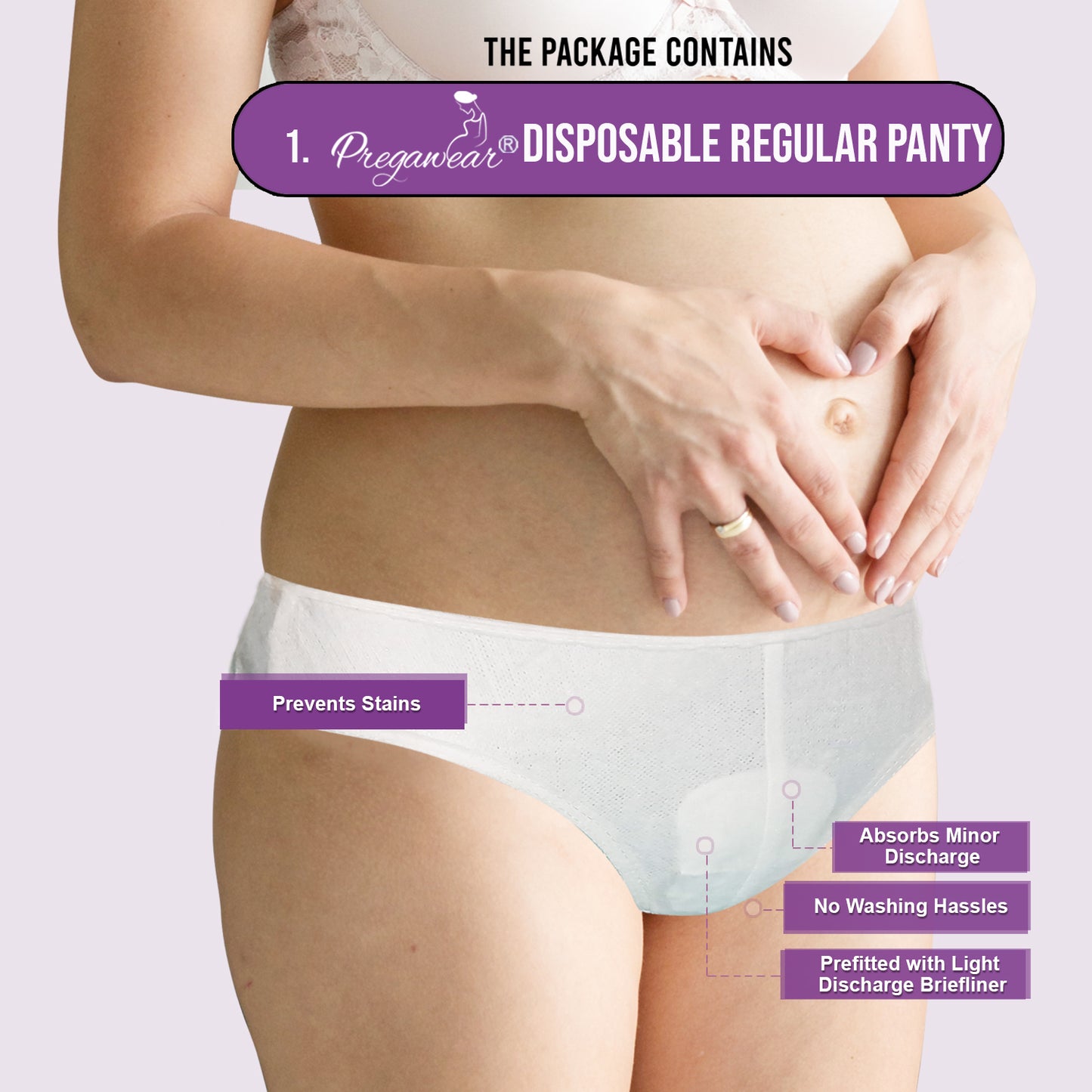 Pregawear Regular Disposable Panty & Maternity Pad Combo for Women during Pregnancy Stain-Proof