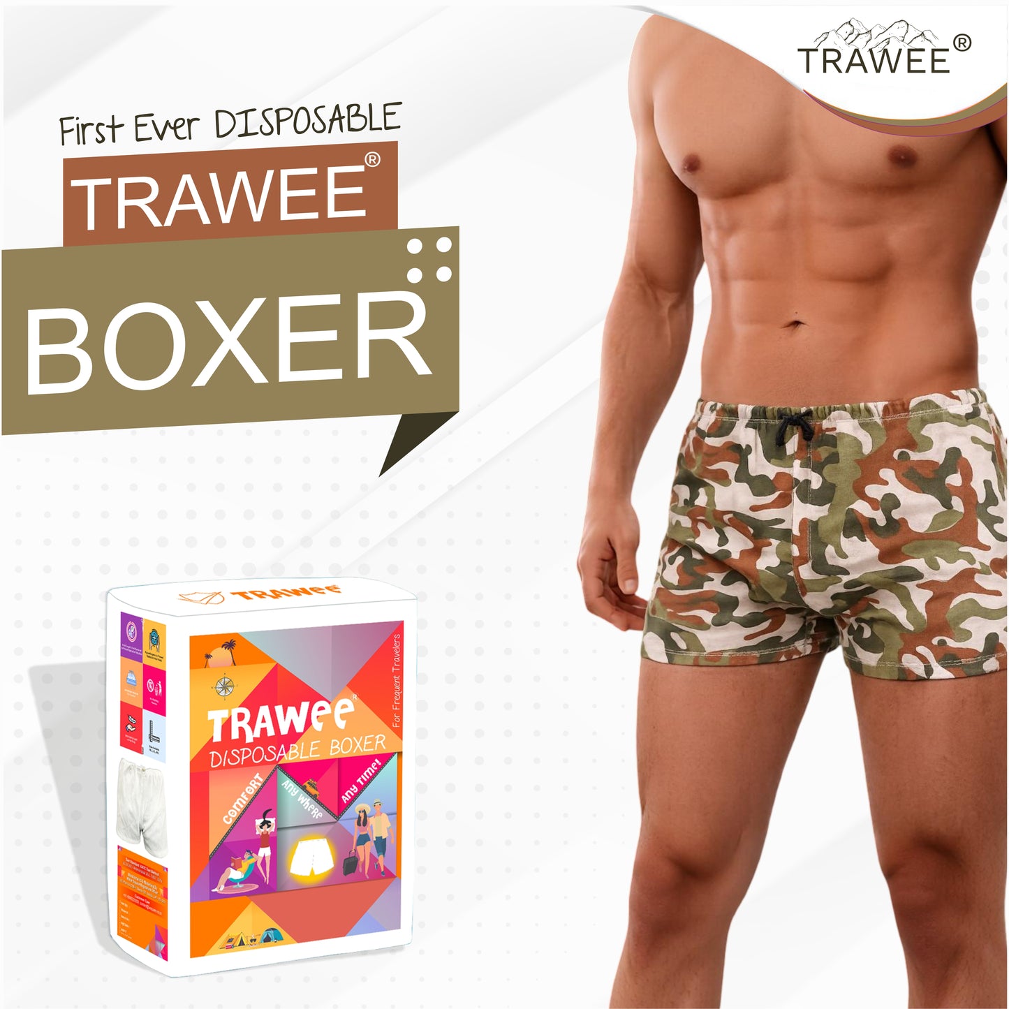 Trawée Disposable Boxer Brief – Single Use Travel Underwear | Lightweight Breathable Innerwear | Ideal for Travel, Gym, Trekking & Emergency Use