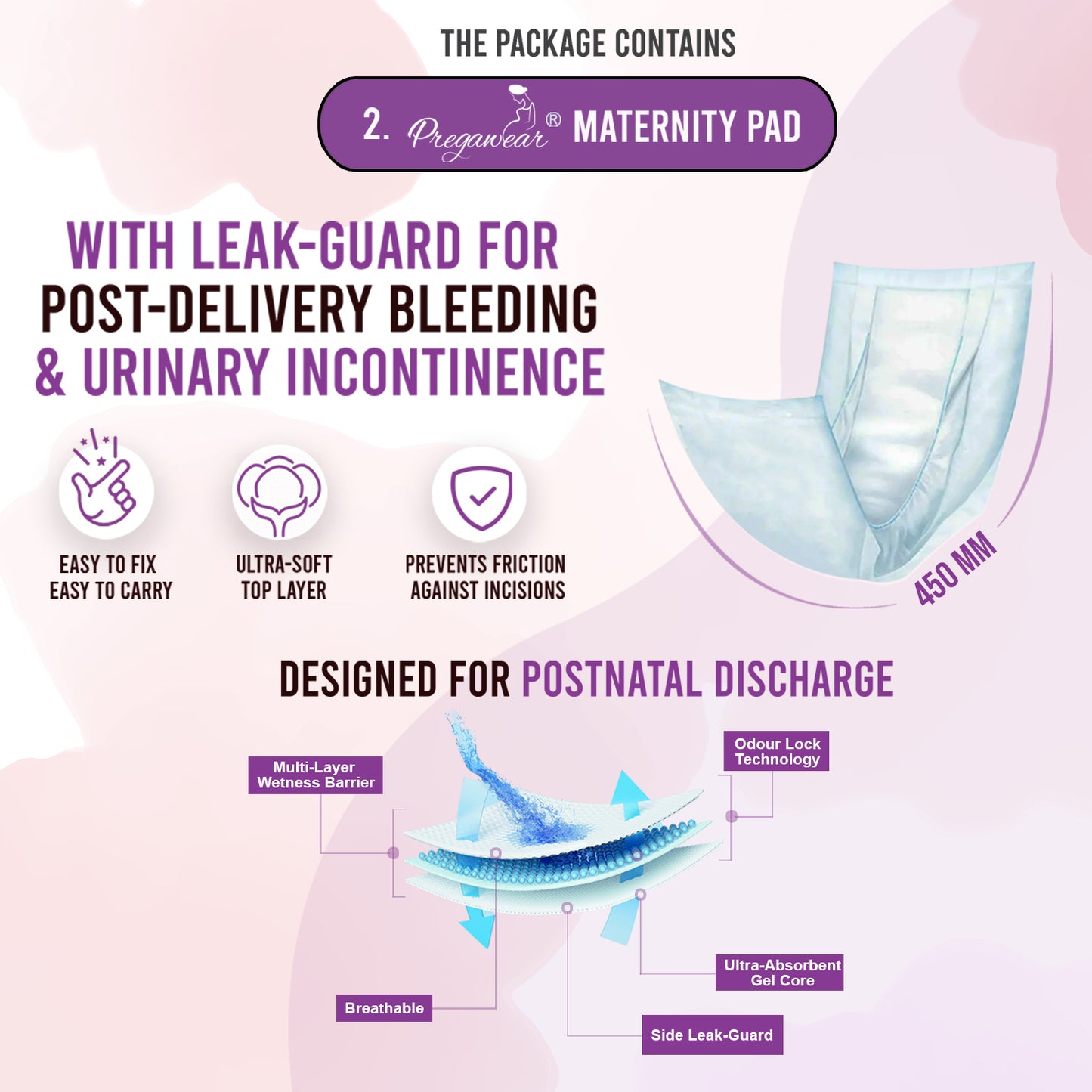 Pregawear Post Partum Panty & Maternity Pad Combo for Women|Heavy Flow|After Delivery