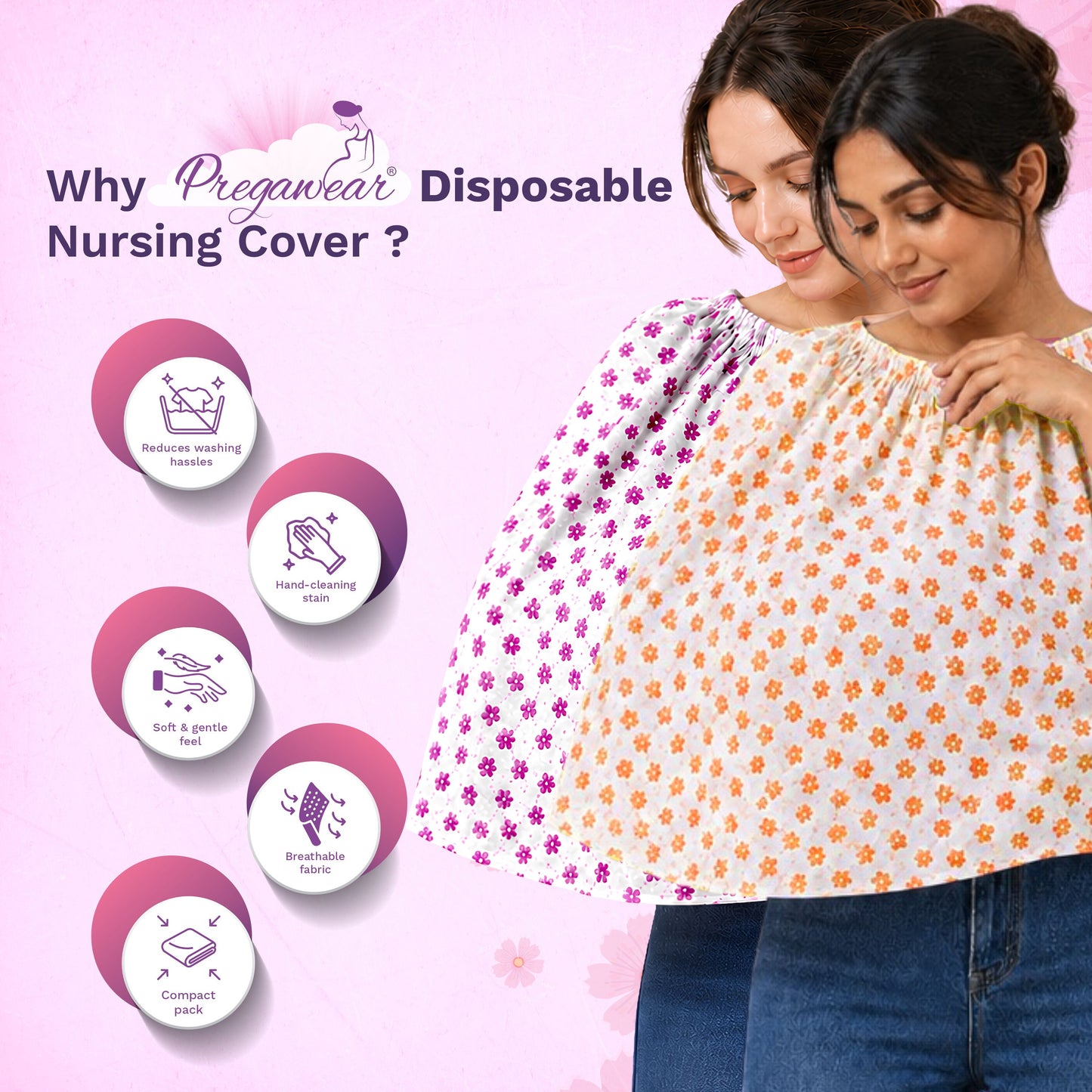Disposable Nursing Cover for Breastfeeding | Mothers | Anti-Rash & Antifungal-Treated Fabric | Soft, Breathable & Lightweight | Travel-Friendly Feeding Cover