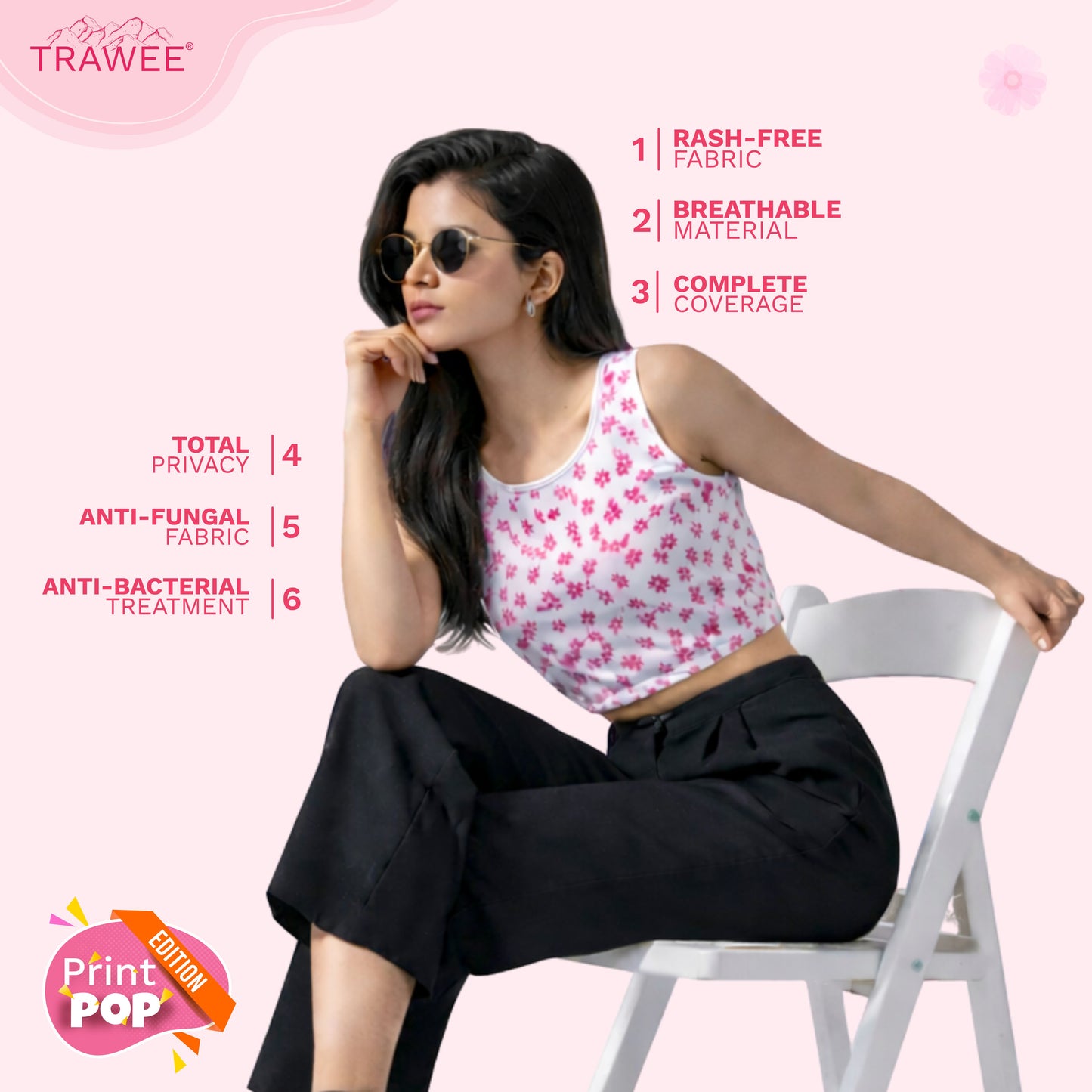 PrintPop Disposable Top & Panty Set for Women | Breathable Non-Woven Hygiene Fabric | Floral Printed Disposable Innerwear | Anti-Bacterial & Anti-Fungal | Single Use Comfort (IN, Alpha, L, 9, Pink)