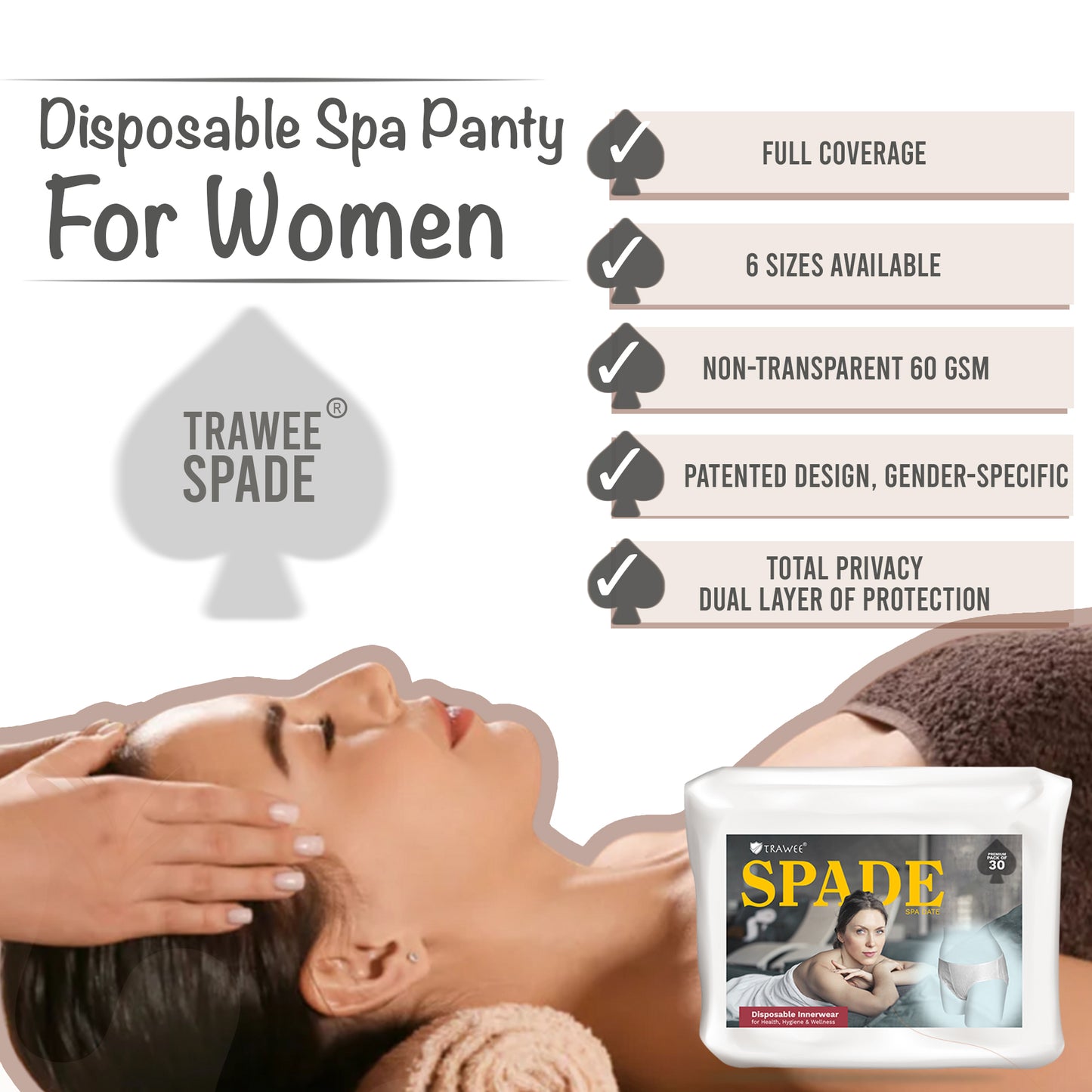 Trawee Spade Spa Disposable Panty | Premium Spa Underwear |  Anti Bacterial Anti Fungal