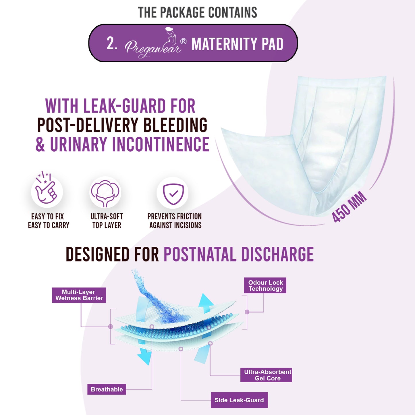 Pregawear Lochia Maternity Panty for C Section & Maternity Pad Combo for Heavy Flow Post Delivery