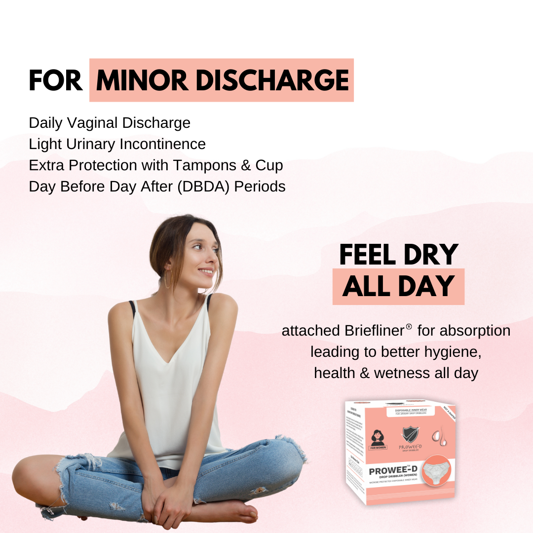 Better Than Adult Diaper, Disposable Customised Women Panties for Dribbling or Discharge (Small Volume- Drops), Microbe protected for the entire day for-Prowee-D (Drop Dribbler Women)