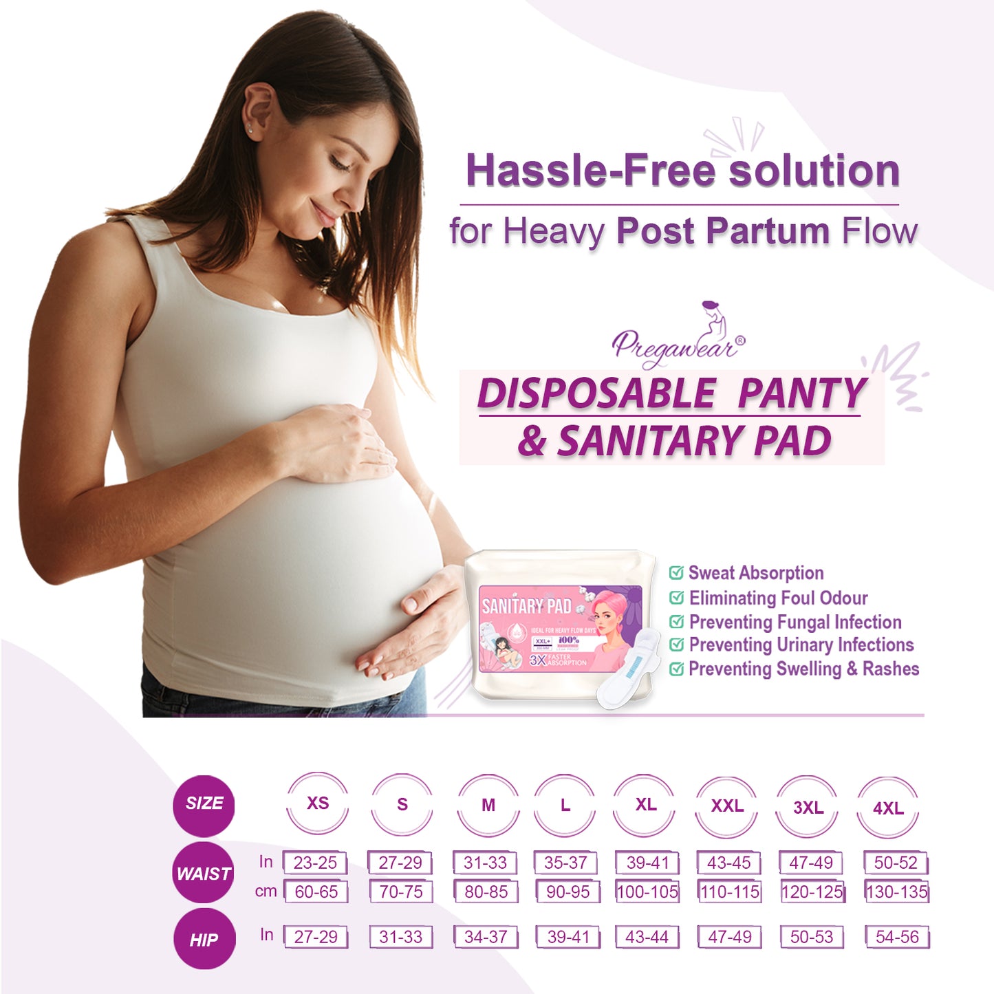 Disposable Panty & Sanitary Pad Combo| Heavy Flow|Overnight Protection