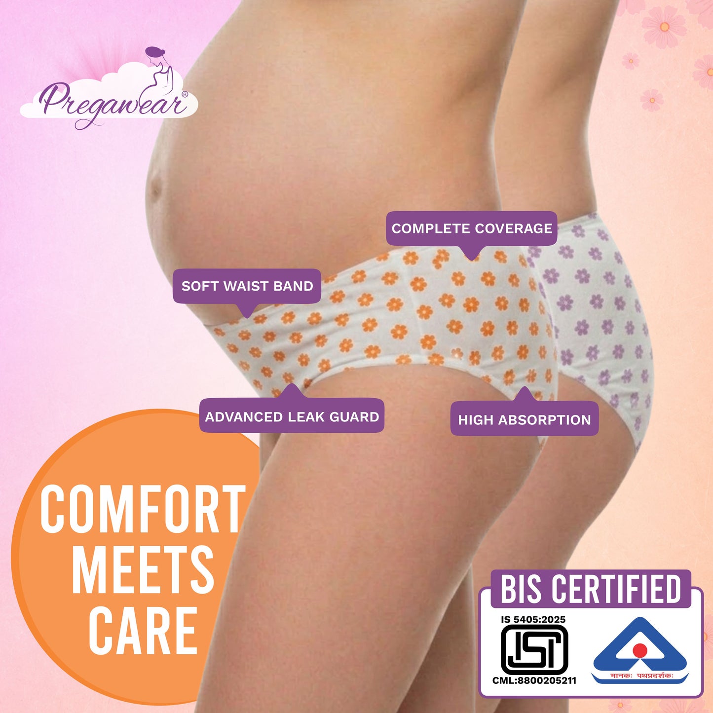 Pregawear Print Pop Lochia Maternity Panty for Women | Disposable Postpartum Panty for Heavy Flow After Delivery | Soft Breathable Leak-Guard Underwear for Hospital, Travel & Home Use