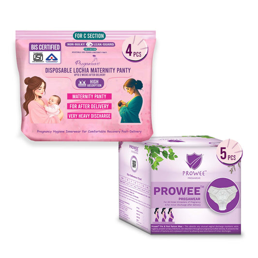 Pregawear Lochia Maternity Panty C Section & Regular Panties Combo| Antifungal, Antibacterial, Soft, Breathable, Leak-Proof Underwear for New Mothers| Heavy & Light Daily Discharge Pregnancy