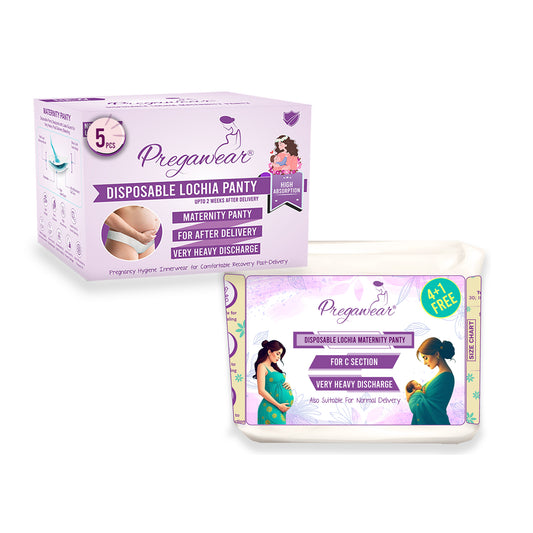 Pregawear Lochia & CS Maternity Panty Combo| Disposable Postpartum Underwear for Normal Delivery & C-Section Recovery| Antifungal, Antibacterial, Breathable, Leak-Proof Panties for New Mothers