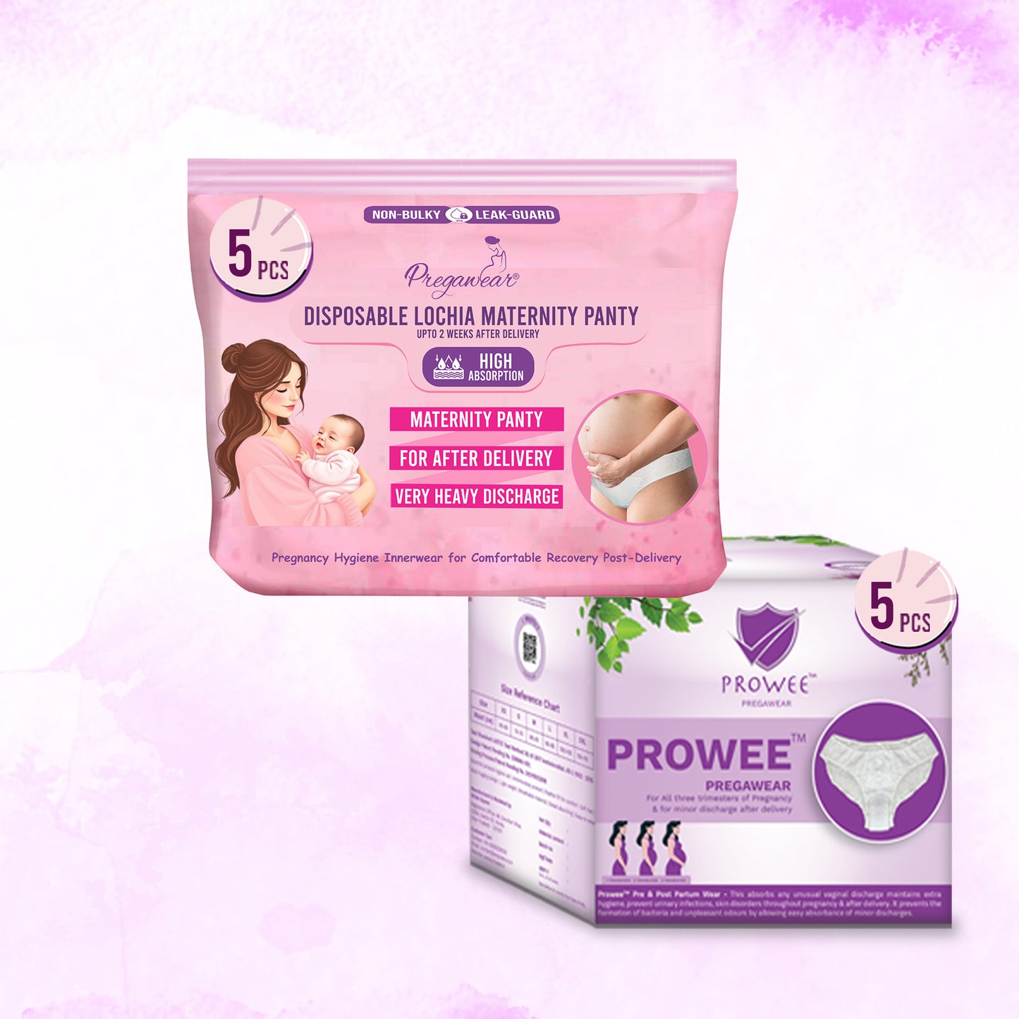 Pregawear Lochia Maternity Panty & Regular Disposable Panty Combo | Antifungal, Antibacterial Underwear for New Mothers | Soft, Breathable, Leak-Proof Panties for Heavy Lochia & Light Daily Discharge