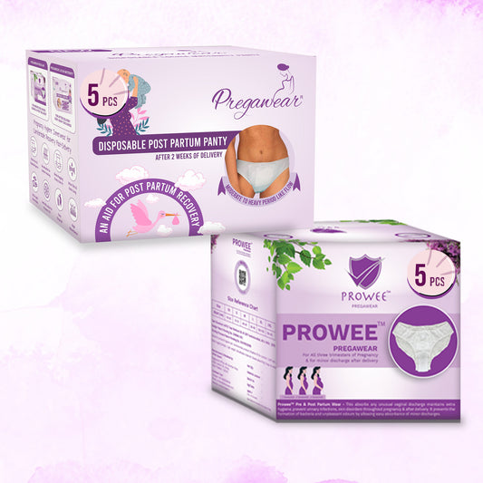 Pregawear Postpartum Panty & Disposable Panties Combo| Heavy Flow & Light Discharge| Soft Breathable Leak-Proof Underwear for New Mothers| Comfortable Rash-Free Pregnancy & After Delivery Care