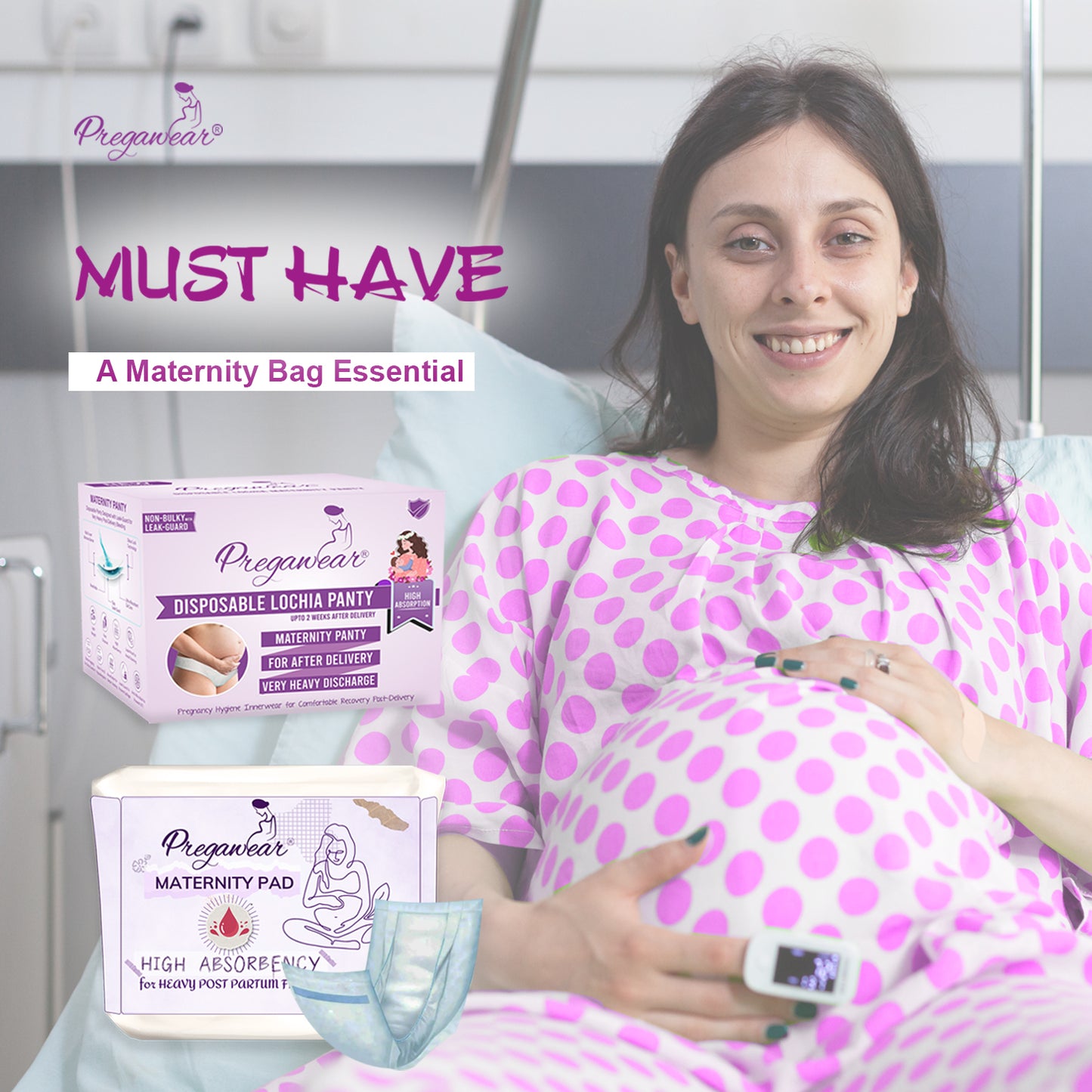 Pregawear Lochia Maternity Panty & Maternity Pad Combo| Heavy Flow | Post Delivery