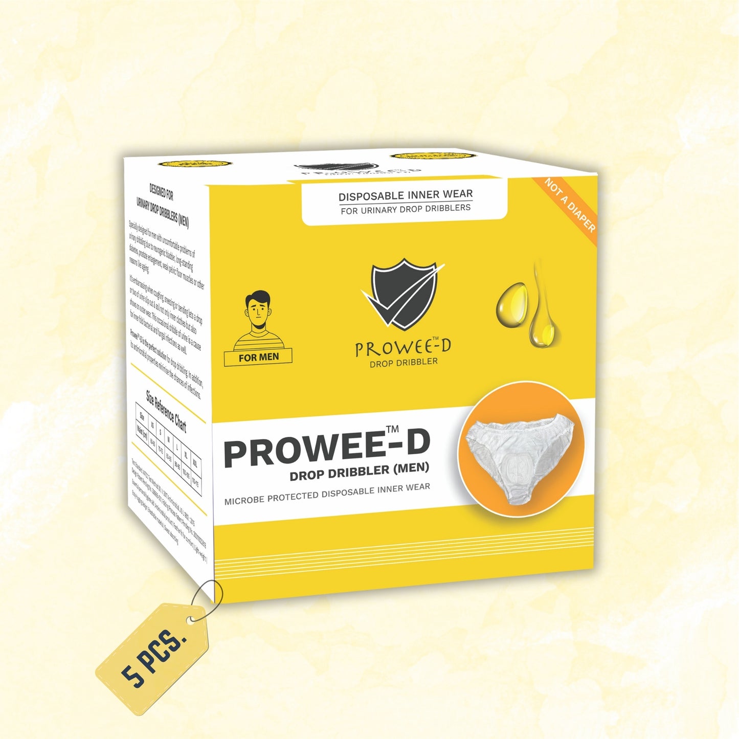 Prowee Disposable Drop Dribbler  Customised Men briefs for Dribbling (Small Volume- Drops), Microbe protected for the entire day