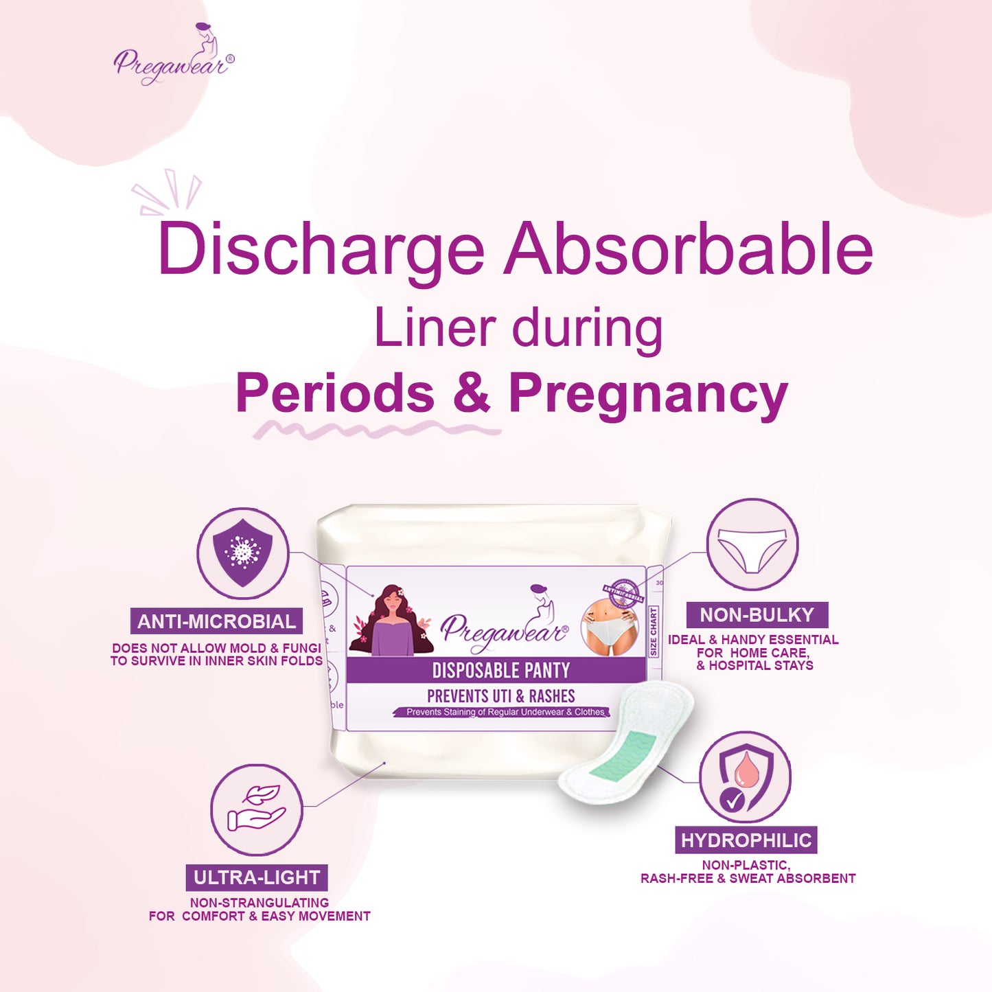 Pregawear Disposable Panty  & Periods Briefliner Disposal Briefs Combo