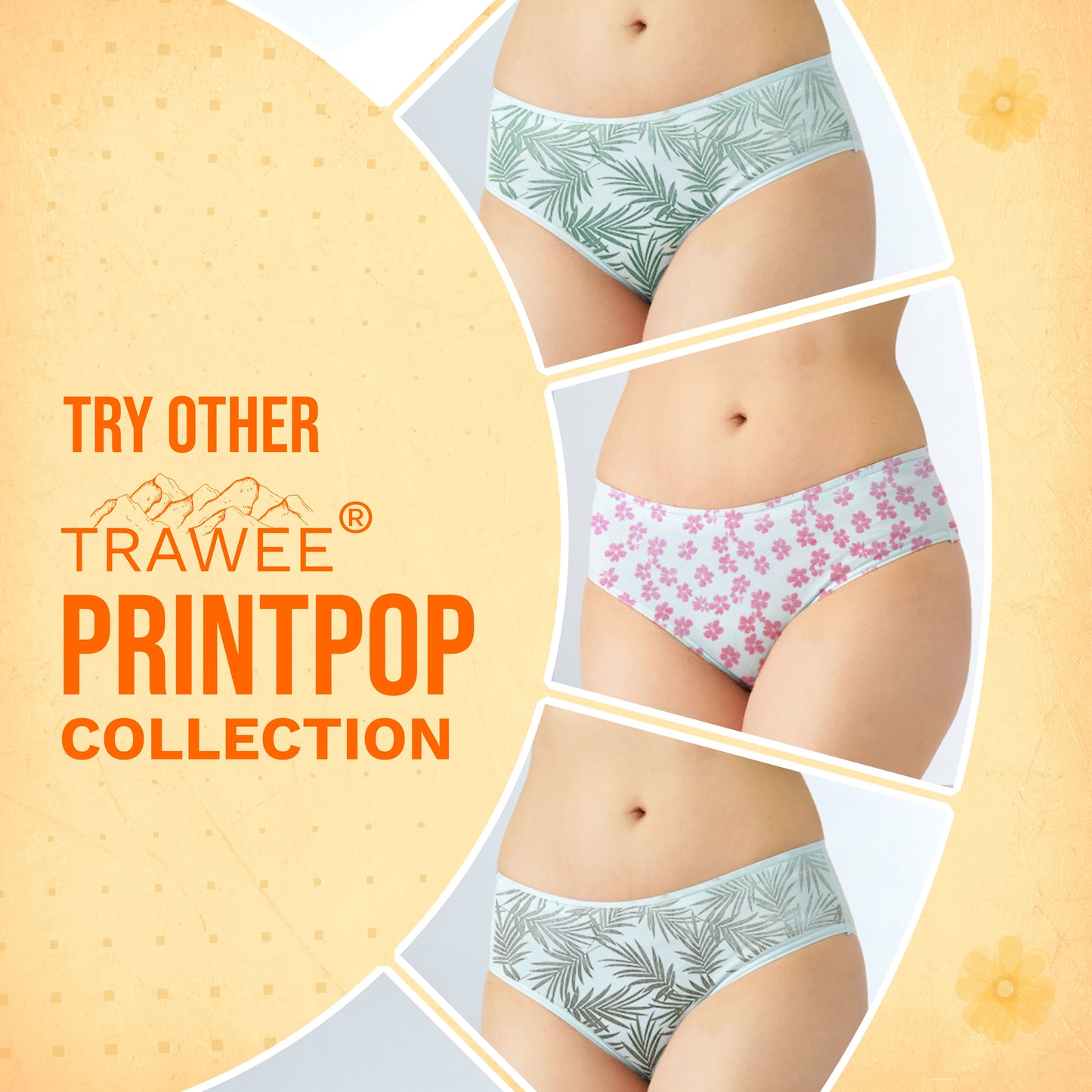 Trawee Women Disposable Innerwear| Print Pop Travel Panty | Rash-Free, Breathable, Antibacterial, Antifungal| Prevents UTI| Perfect for Daily Use, Trips, Trekking & Vacations| No Laundry - XL