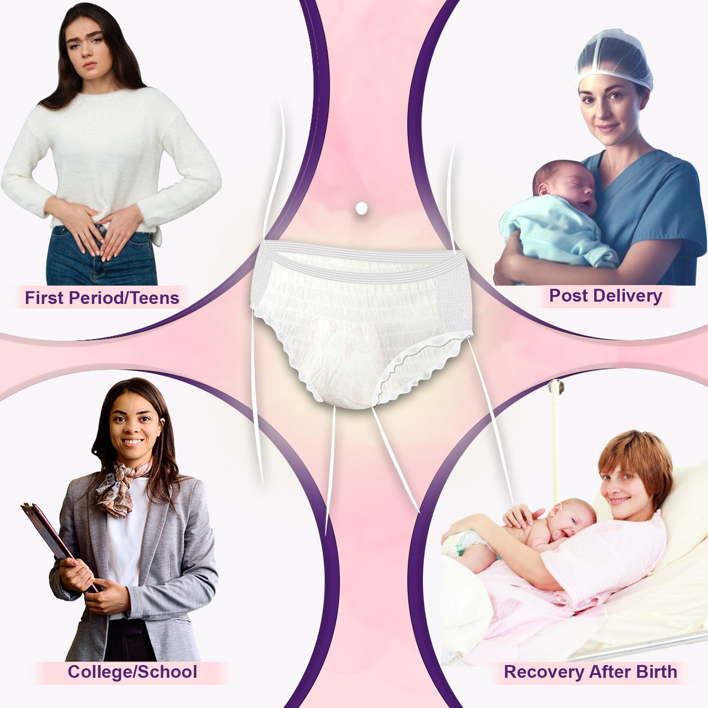 Pregawear Post Partum Period Panty| Heavy Flow 360 Coverage |Overnight Protection Leak Proof Period Panties| Post Delivery Disposable Underwear