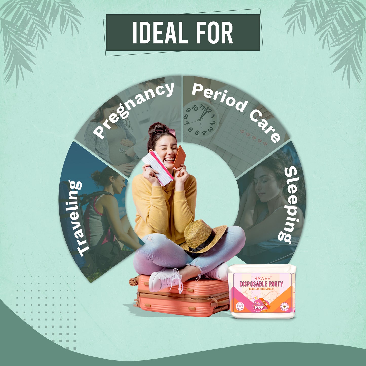 Trawee Women Disposable Innerwear| Print Pop Travel Panty | Rash-Free, Breathable, Antibacterial, Antifungal| Prevents UTI| Perfect for Daily Use, Trips, Trekking & Vacations| No Laundry