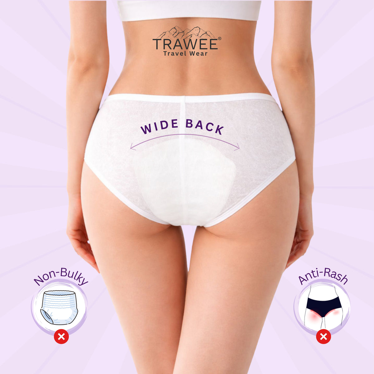 TRAWEE Disposable Period Panties for Heavy Flow with High Absorption Capacity,Customised Fitting Overnight Protection- TRAWEE PP