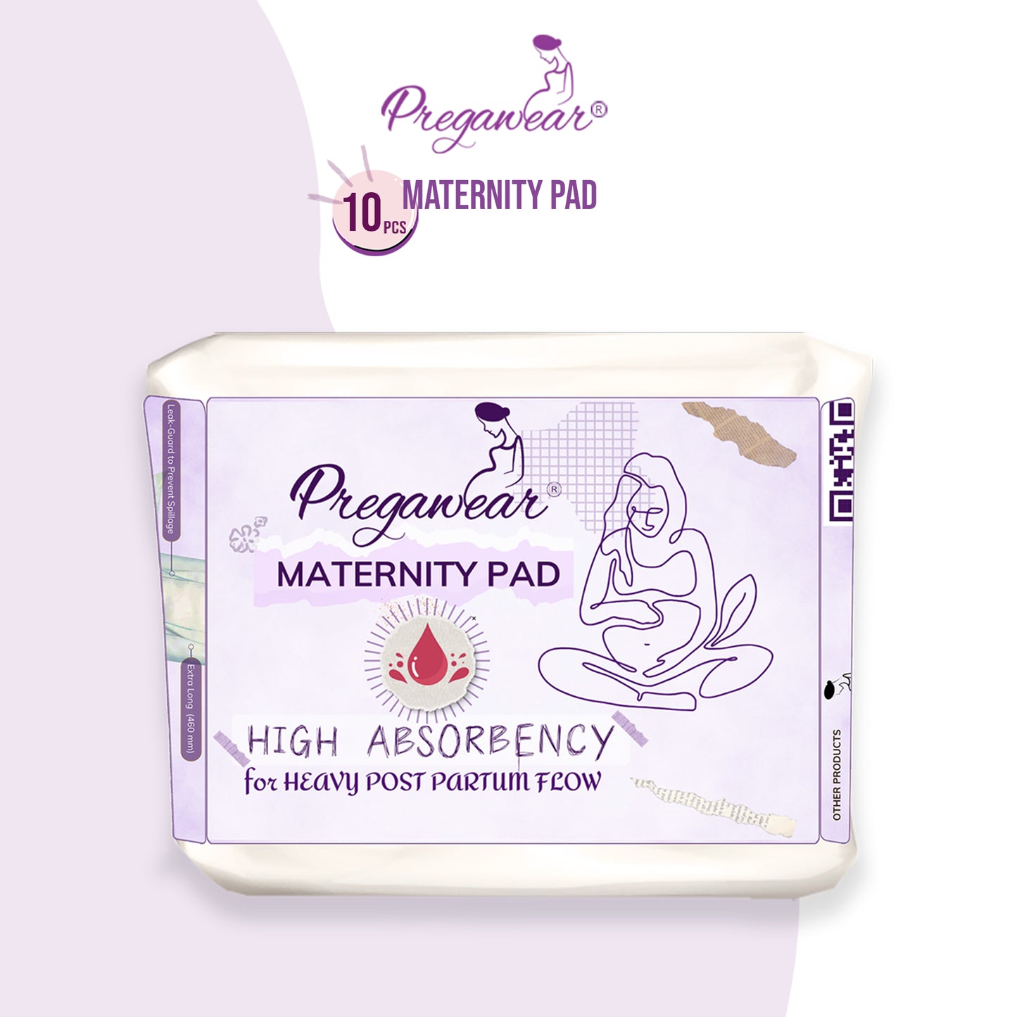 Pregawear Maternity Pad| Premium Disposable Soft Pads for Women| After Delivery Incontinence High Absorption | Heavy Periods | Leak Guard| Postpartum Flow| Rash Free | Overnight Protection