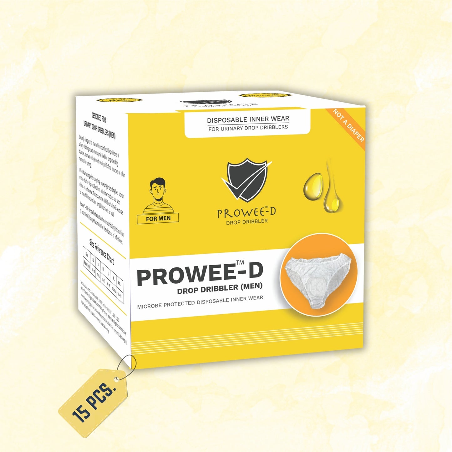 Prowee Disposable Drop Dribbler  Customised Men briefs for Dribbling (Small Volume- Drops), Microbe protected for the entire day