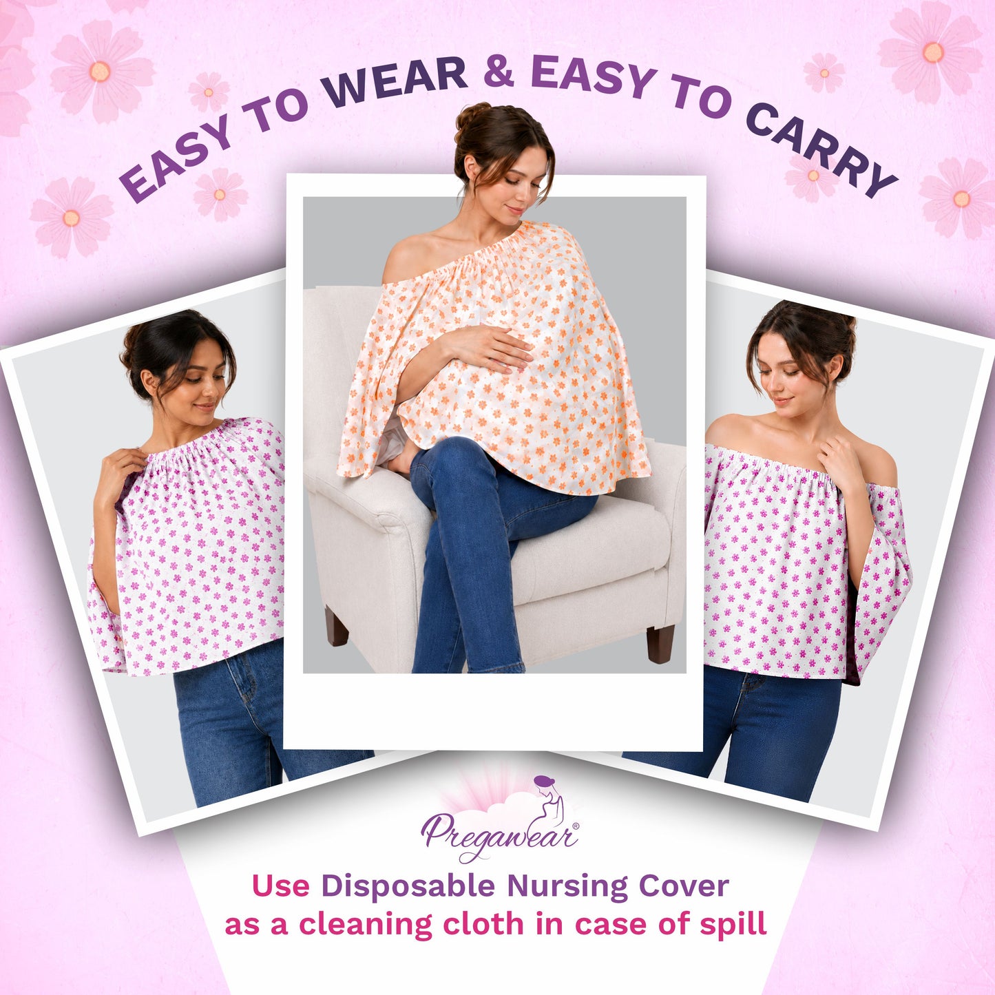Disposable Nursing Cover for Breastfeeding | Mothers | Anti-Rash & Antifungal-Treated Fabric | Soft, Breathable & Lightweight | Travel-Friendly Feeding Cover