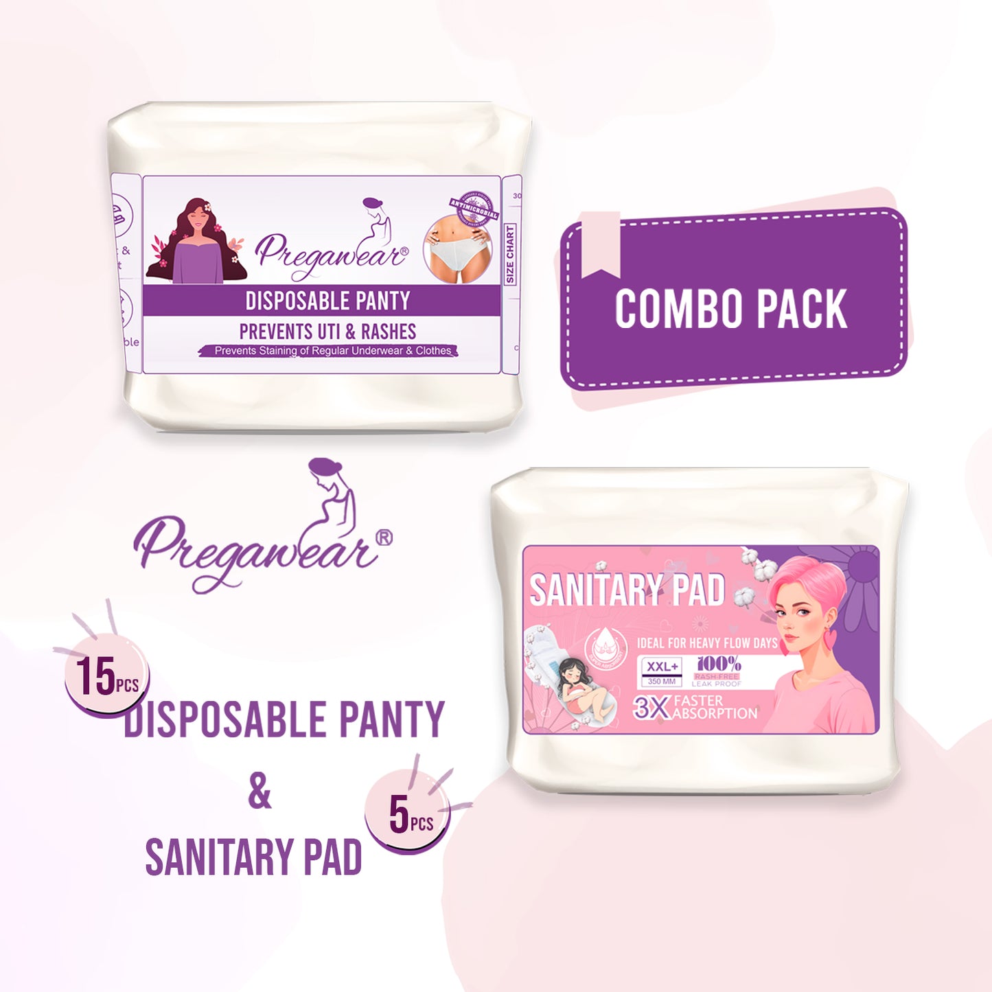 Disposable Panty & Sanitary Pad Combo| Heavy Flow|Overnight Protection