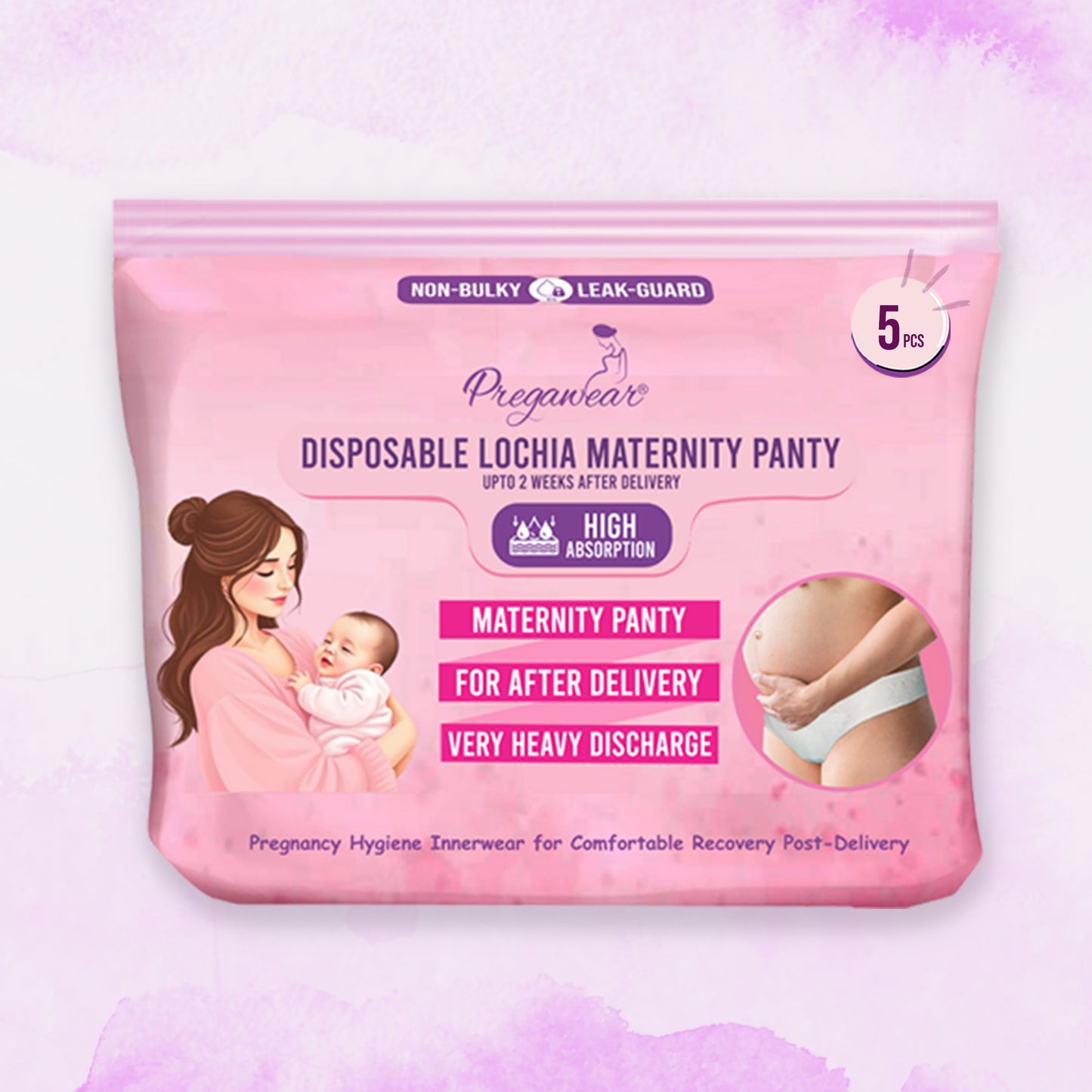 Lochia Maternity Panties (Disposable) with High Absorption Pad & Leak Guard for Extra Heavy Flow, Pregawear--Disposable Lochia Panty