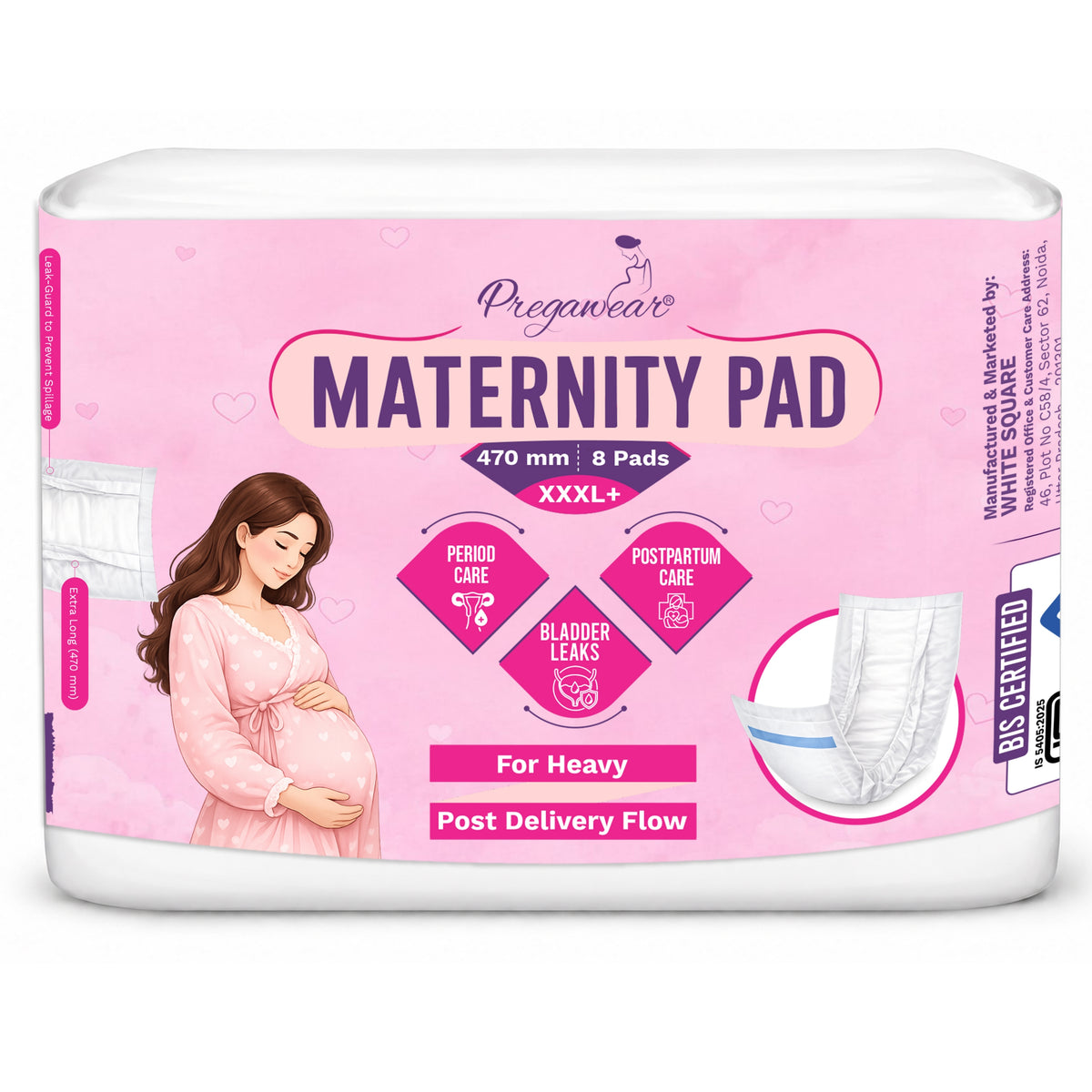 Pregawear Maternity Pad| Premium Disposable Soft Pads for Women| After Delivery Incontinence High Absorption | Heavy Periods | Leak Guard| Postpartum Flow| Rash Free | Overnight Protection