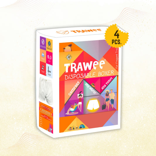 Trawee Boxer Style Disposable Travelers Hygiene Innerwear, Light Weight Fungal Protection. Trawee - Disposable Boxer