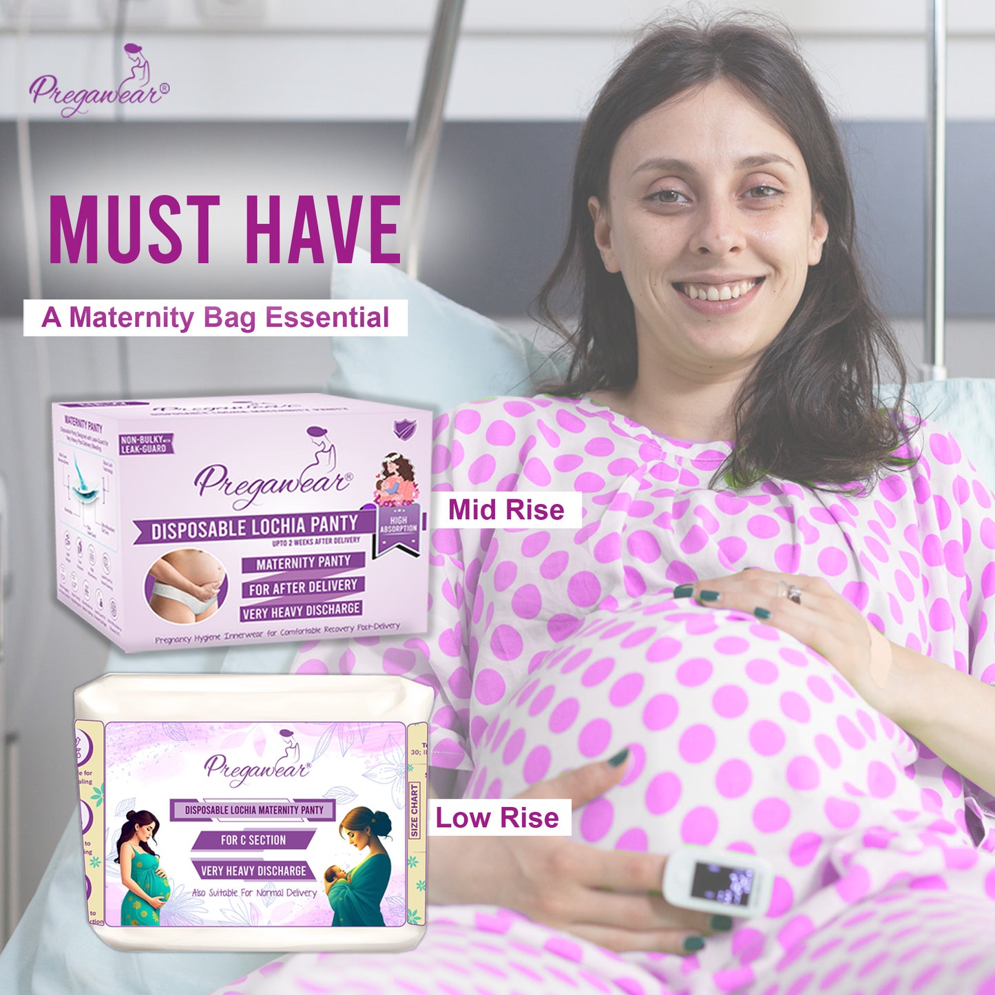 Pregawear Lochia & CS Maternity Panty Combo| Disposable Postpartum Underwear for Normal Delivery & C-Section Recovery| Antifungal, Antibacterial, Breathable, Leak-Proof Panties for New Mothers