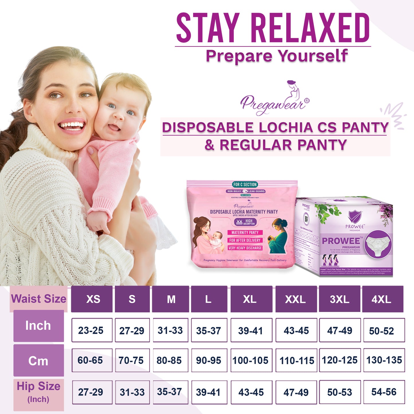 Pregawear Lochia Maternity Panty C Section & Regular Panties Combo| Antifungal, Antibacterial, Soft, Breathable, Leak-Proof Underwear for New Mothers| Heavy & Light Daily Discharge Pregnancy