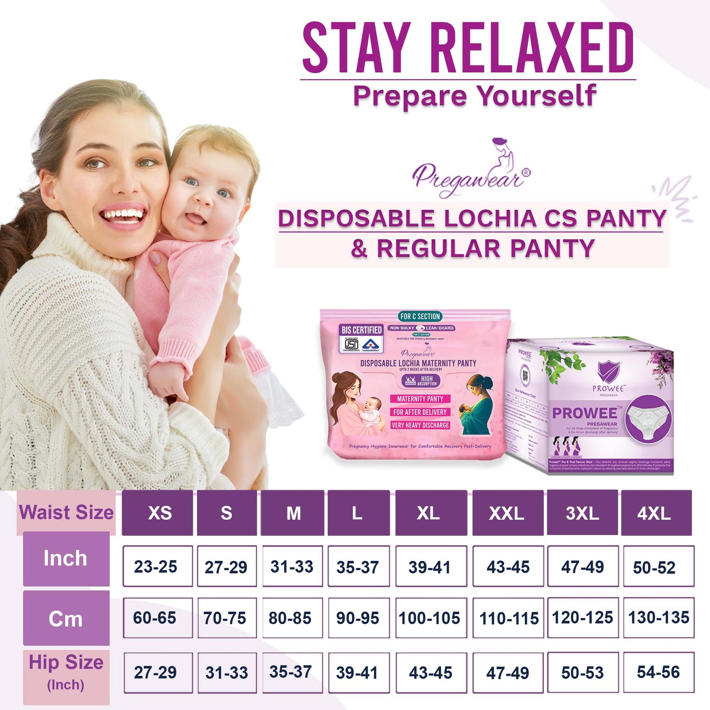 Pregawear Lochia Maternity Panty C Section & Regular Panties Combo| Antifungal, Antibacterial, Soft, Breathable, Leak-Proof Underwear for New Mothers| Heavy & Light Daily Discharge Pregnancy