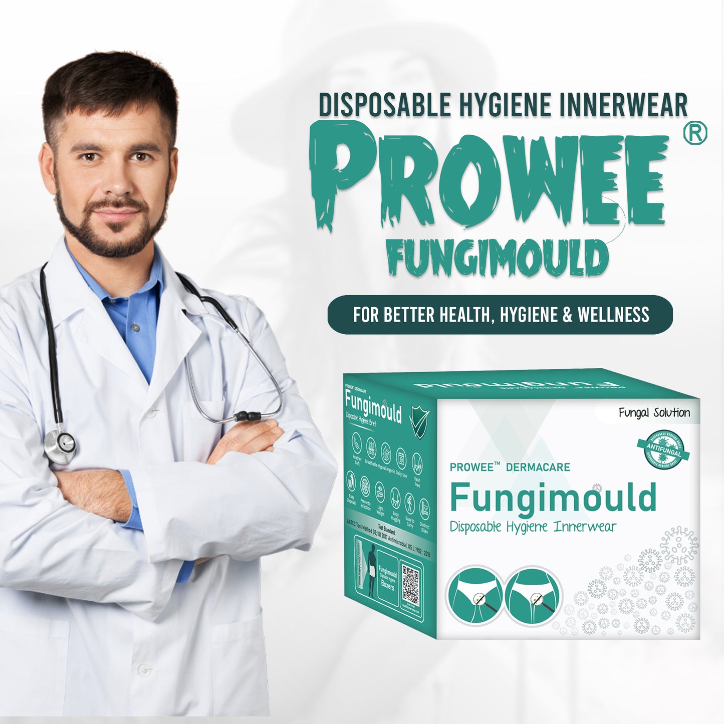 XL Size Disposable Briefs (Underwears) for Men with Fungal Infection Prevention Properties - Prowee Fungimould (Men)