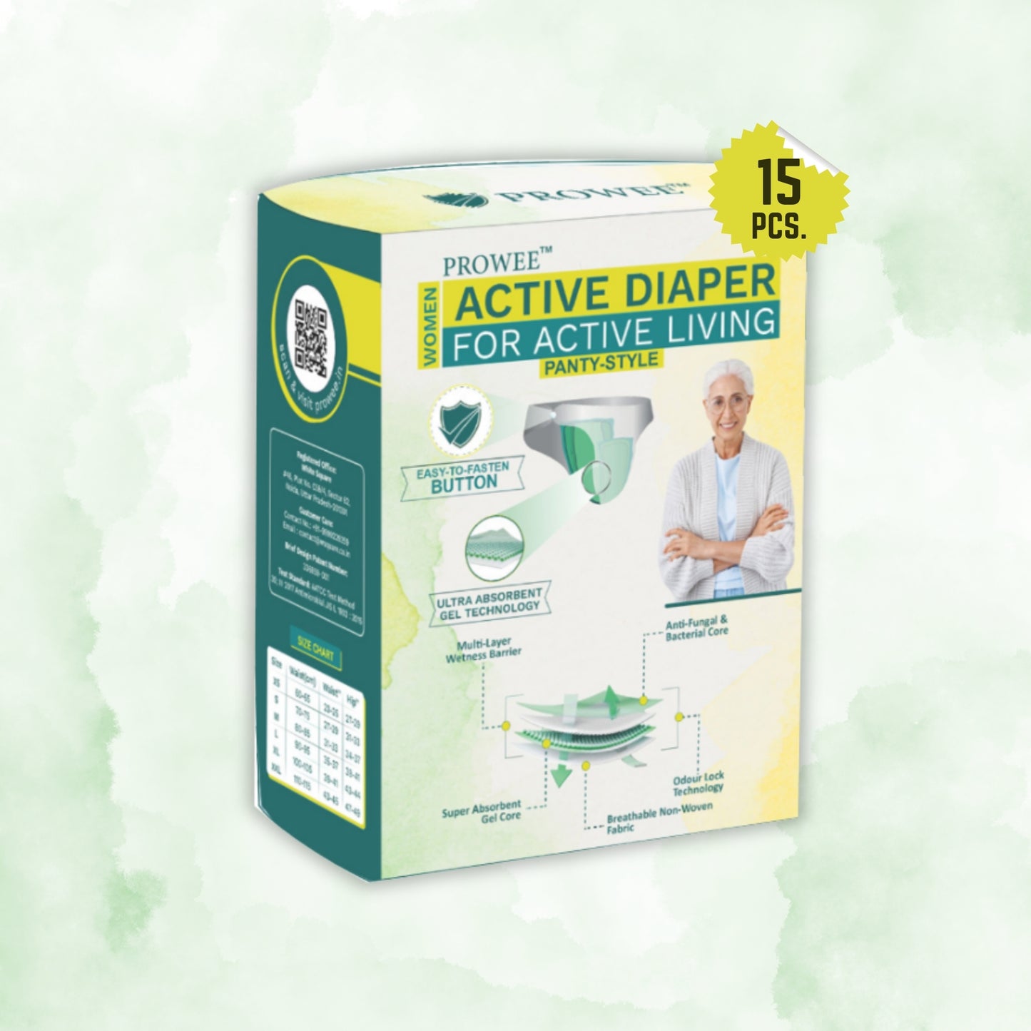 Active Adult Diaper for Women "Panty Style" for Incontinence, Microbe Protected--Prowee Active Adult Diaper (Women)