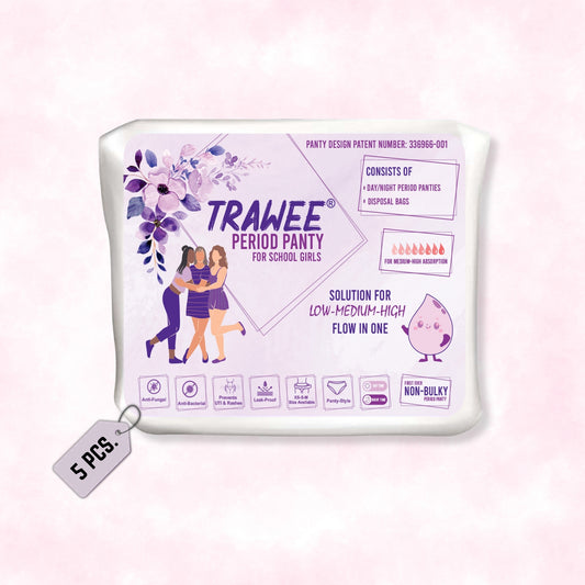 Disposable Period Panties for School Girls, High Absorption capacity | Hygienic Leak-Proof | TRAWEE- School Girl Period Kit.