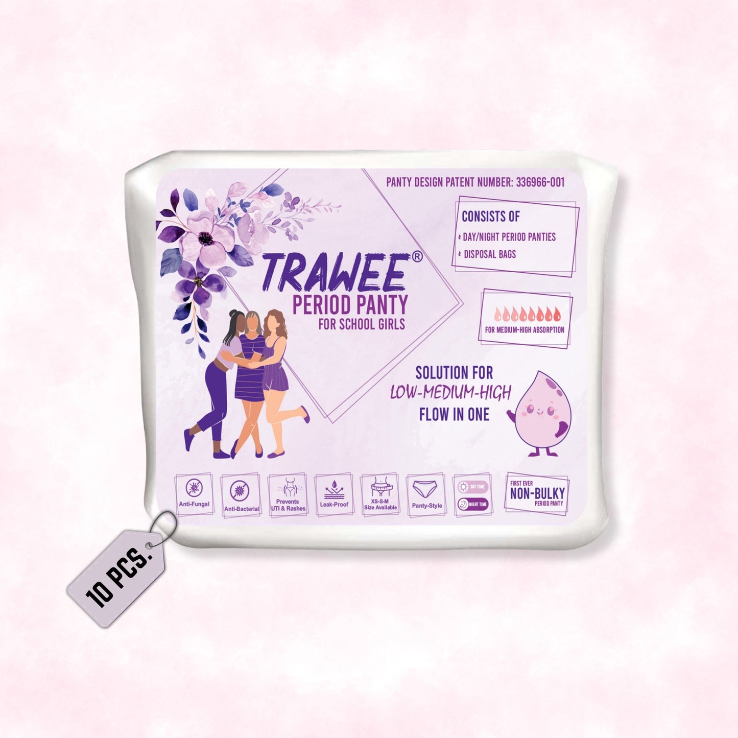 Disposable Period Panties for School Girls, High Absorption capacity | Hygienic Leak-Proof | TRAWEE- School Girl Period Kit.