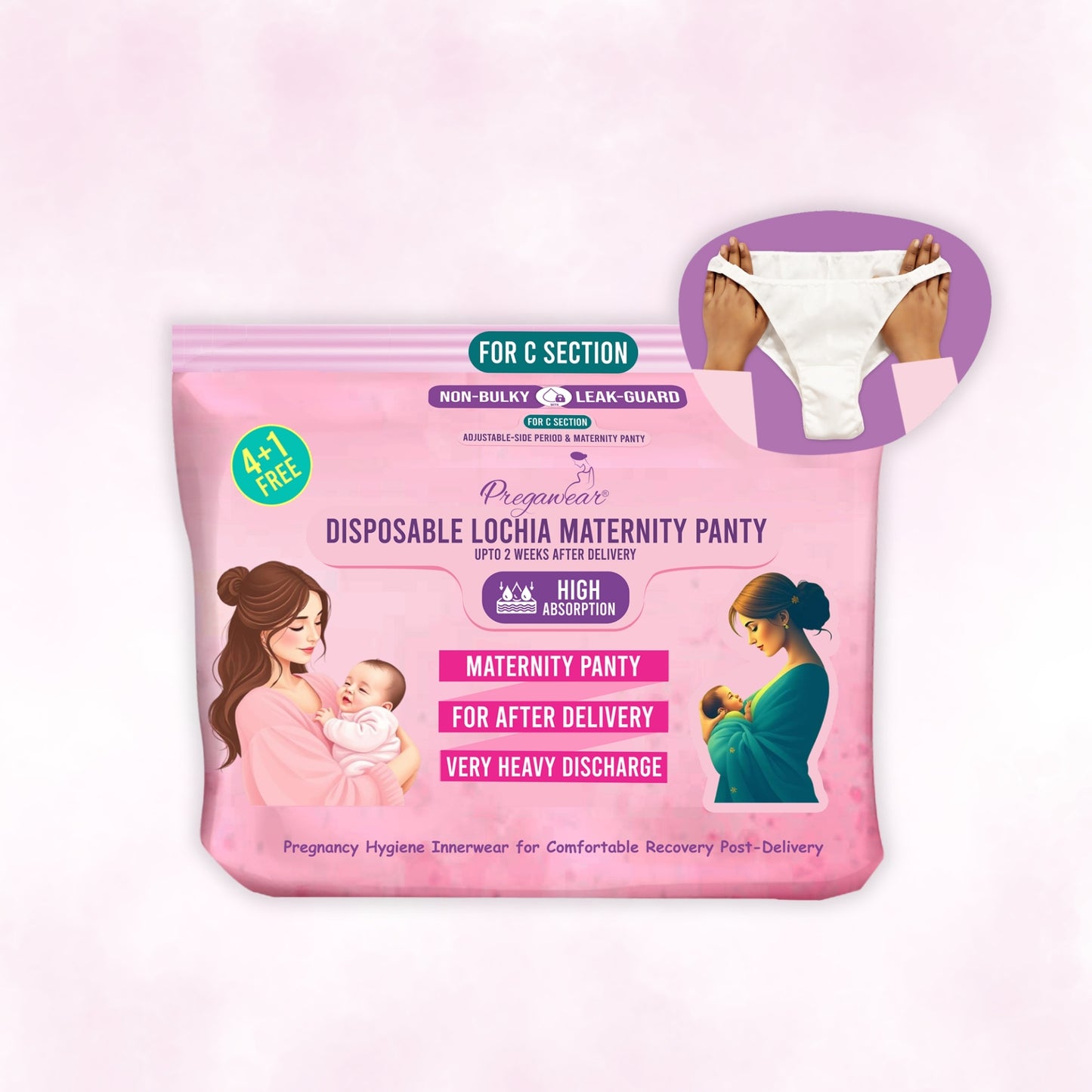 Pregawear Lochia Maternity C Section Panty|Heavy Flow Postpartum| Also for Normal DeliveryIDisposable Period