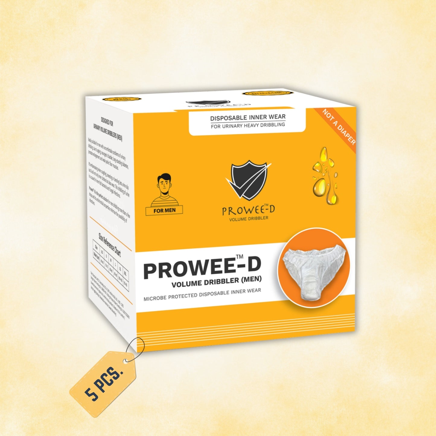 Prowee-D ( Volume Dribbler Men) Disposable Customised Men briefs for Urinary Incontinence/Leak (Large Volume)