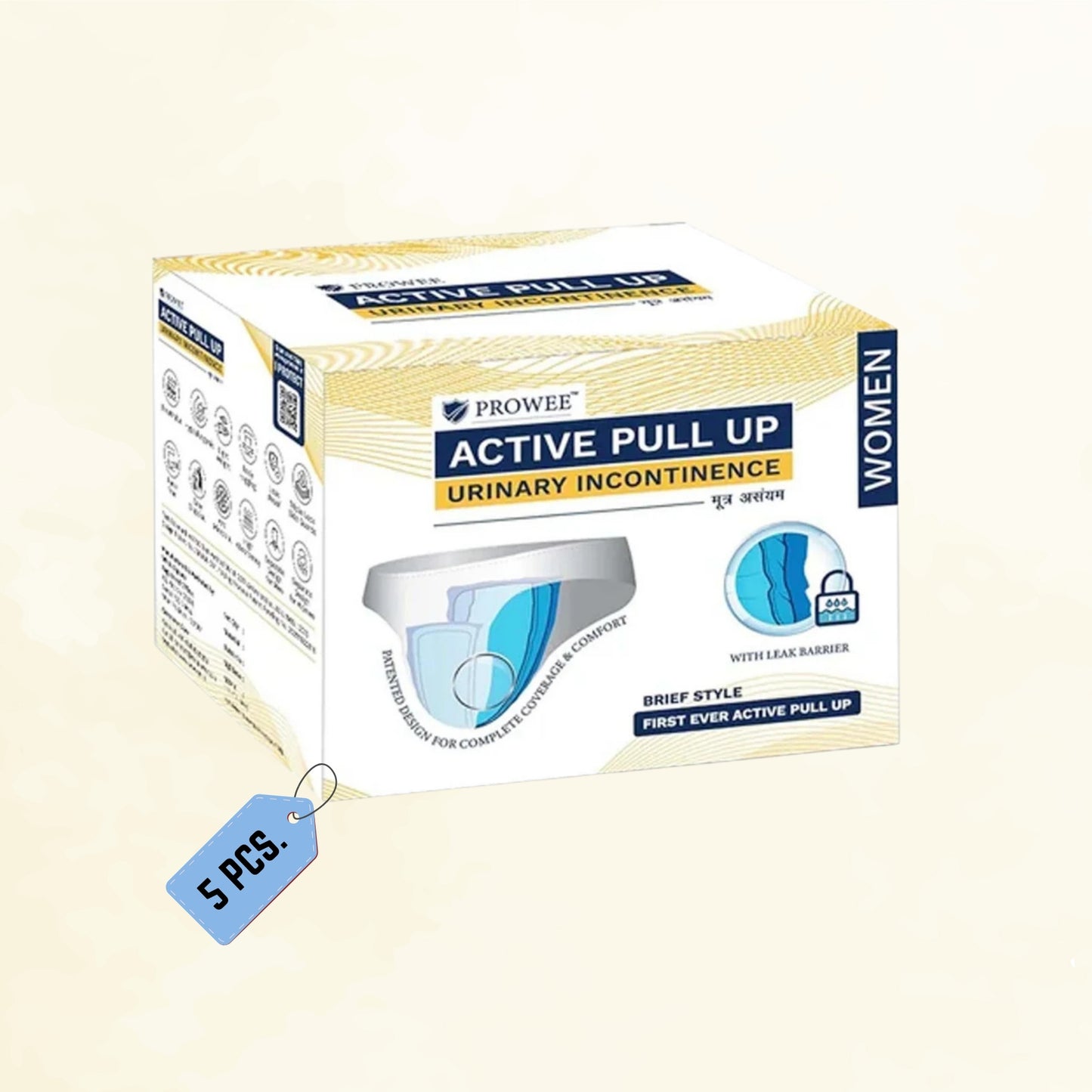 Women Active Pull Up Disposable Panty with Leak Guard for Urinary Incontinence (large Volume), Microbe Protected