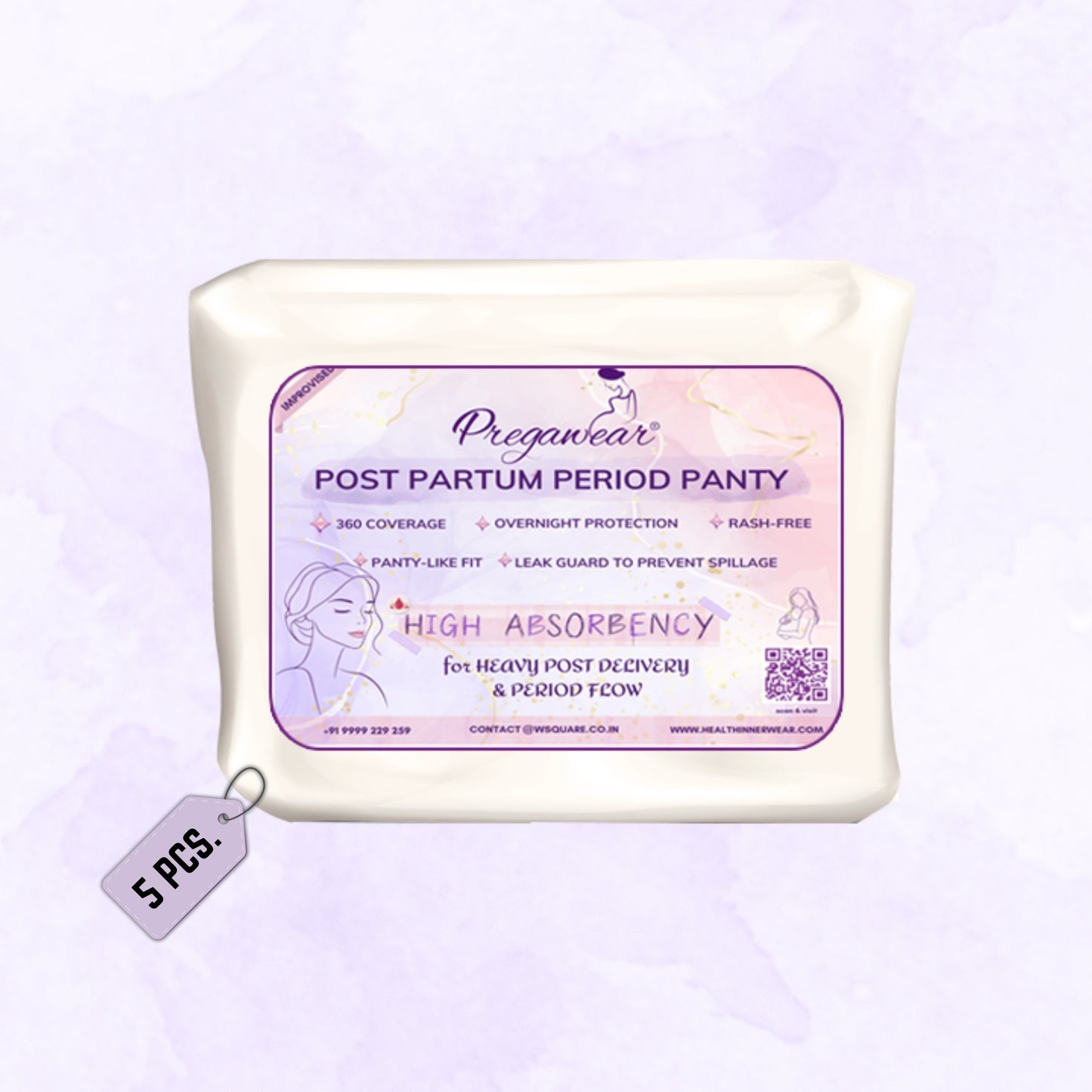 Pregawear Post Partum Period Panty| Heavy Flow 360 Coverage |Overnight Protection Leak Proof Period Panties| Post Delivery Disposable Underwear