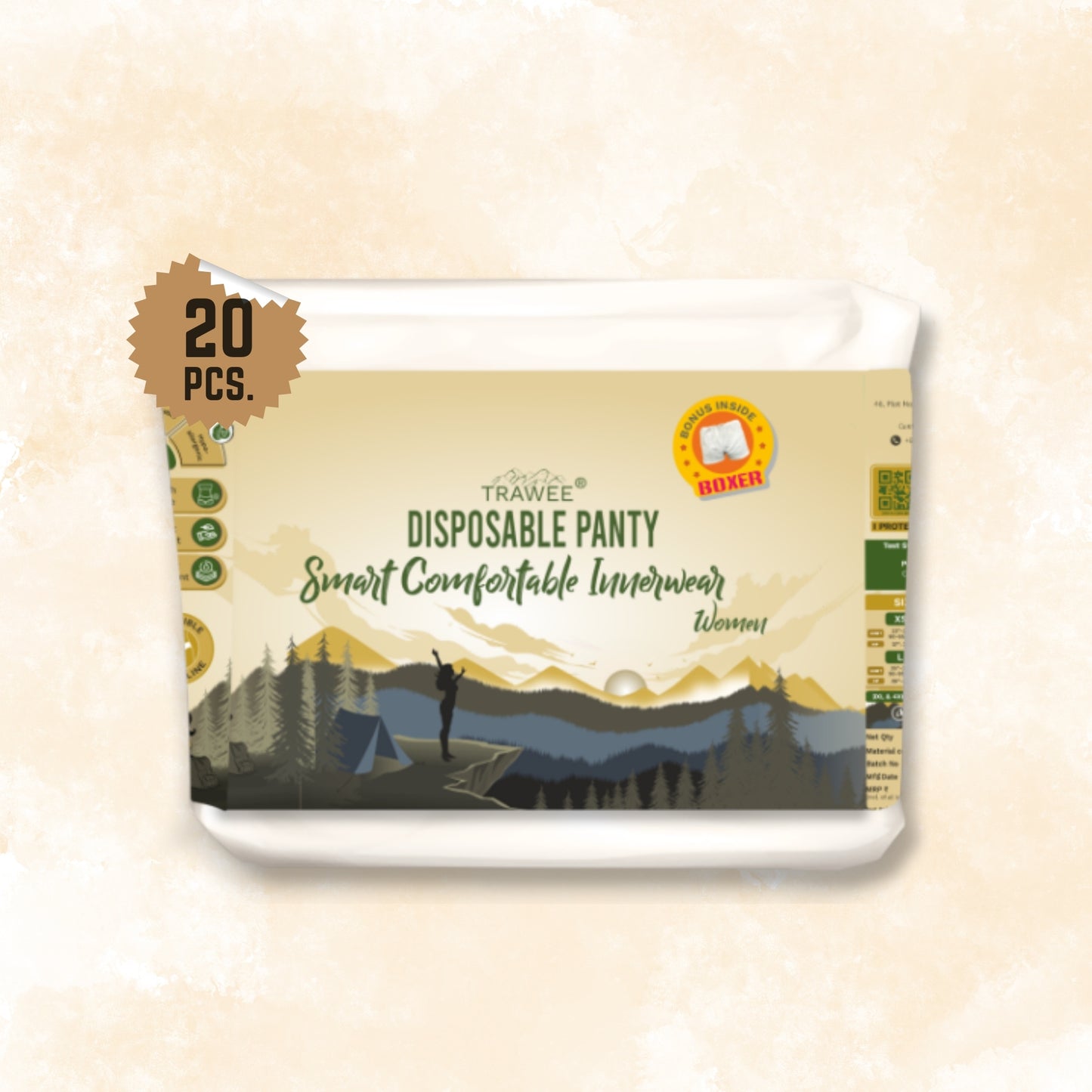 Trawee Disposable Women Panty with Free Boxer | Travel, Periods, Maternity, Spa,Night Wear| Anti Fungal & Anti Bacterial Underwear| Absorbs Sweat & Daily Discharge| Rash Free