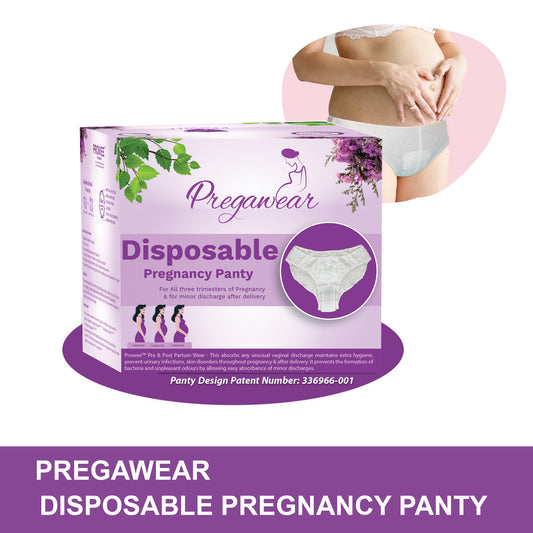 XL Size Maternity Panties with Pads (Disposable) for Minor Pregnancy Spotting / Discharge for All 3 Trimesters, Microbe Protected. --Pregawear Disposable Pregnancy Panty