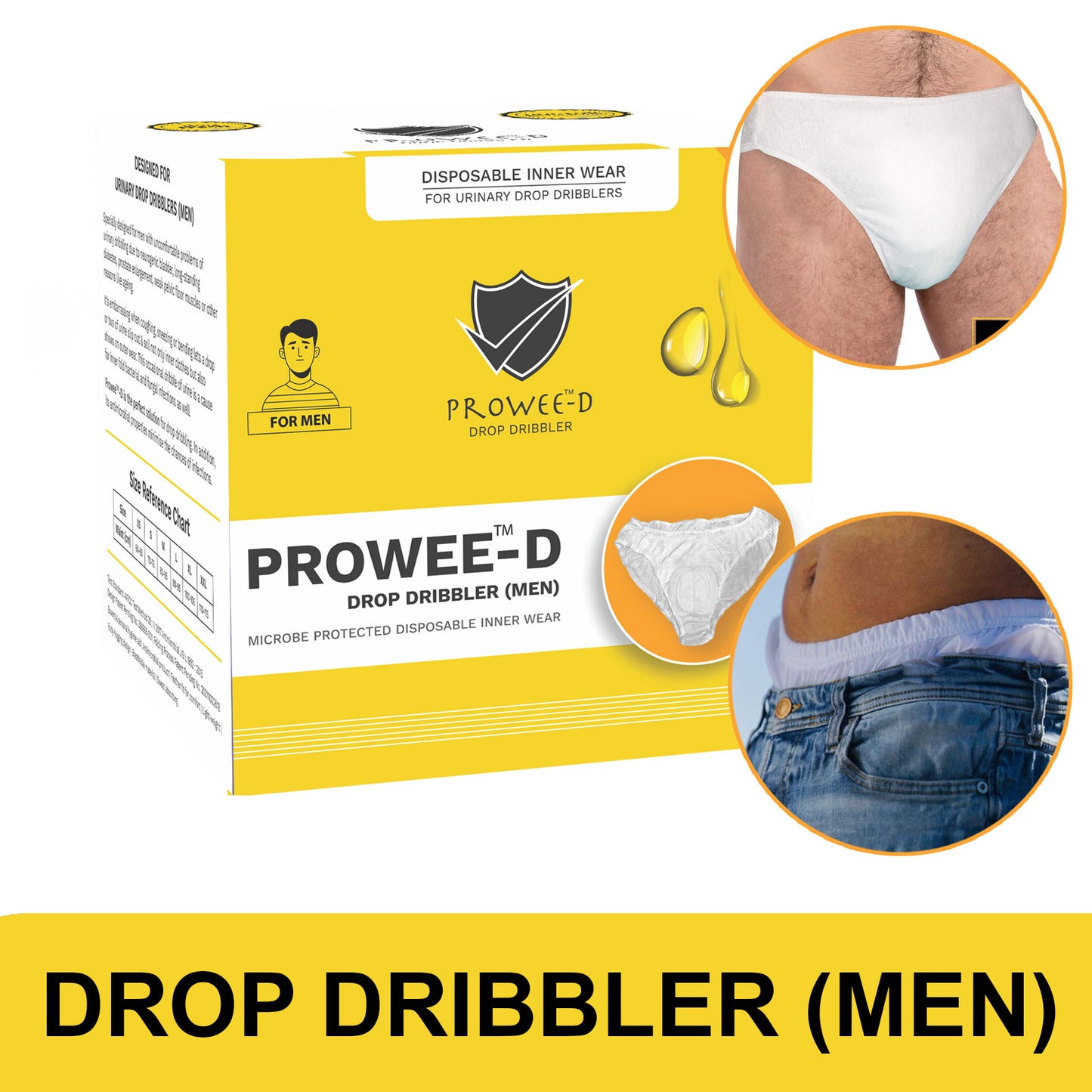 Better Than Adult Diaper, Disposable Customised Men briefs for Dribbling (Small Volume- Drops), Microbe protected for the entire day Prowess-D ( Drop Dribbler Men)