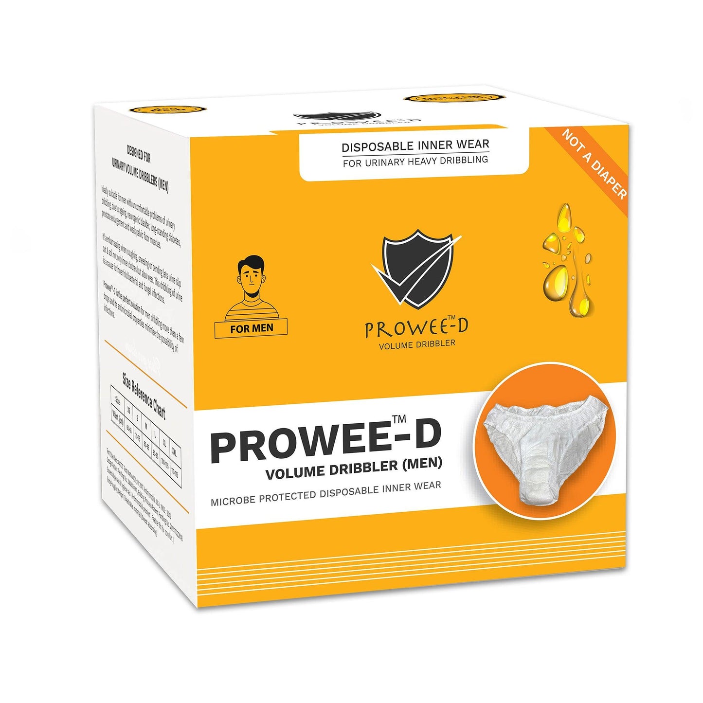 Prowee-D Volume Dribbler for Men Diaper Panty & Pull Up for Incontinence Pre-Fitted with High Absorbent Briefliner® with Leak Guard - Prowee