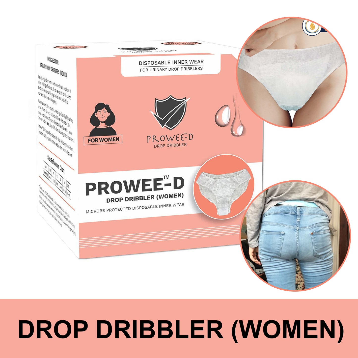 XL Size Better Than Adult Diaper, Disposable Customised Women Panties for Dribbling or Discharge (Small Volume- Drops), Microbe protected for the entire day for-Prowee-D (Drop Dribbler Women)