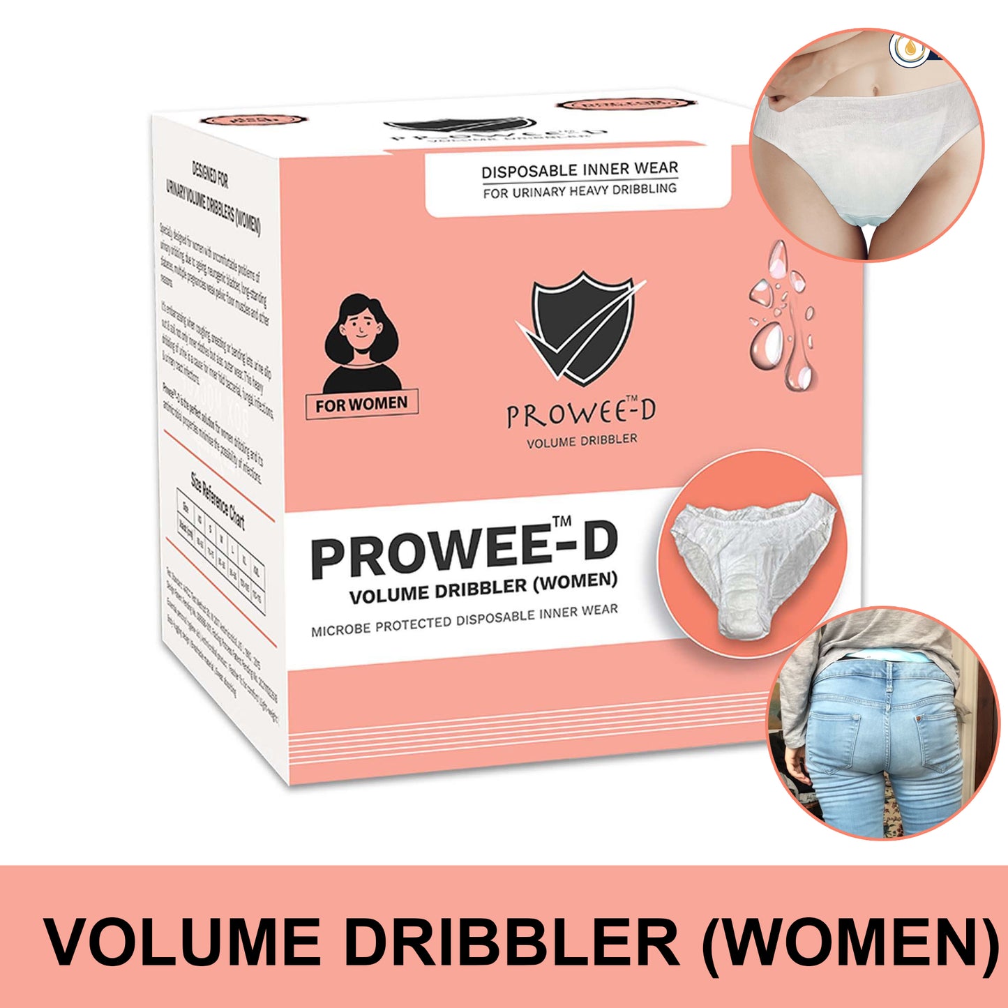 XL Size Better Than Adult Diaper,Disposable Customised Women Panties for Urinary Incontinence/Leak (Large Volume), Microbe protected. Prowee-D ( Volume Dribbler Women)