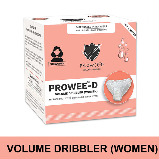 NOT an Adult Diaper, BUT Disposable Customised Women Panties for Urinary Incontinence/Leak (Large Volume 50-400cc), Microbe protected. Prowee-D ( Volume Dribbler Women)