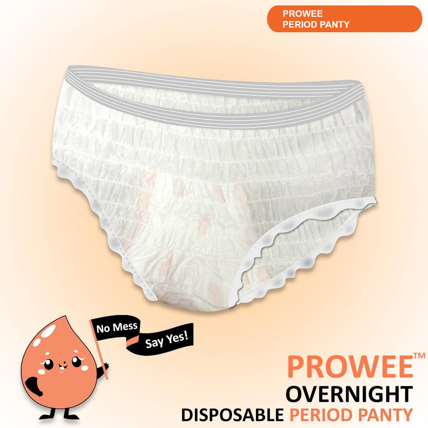 Period Panty - Overnight Disposable panties with Leak Guard,High Absorption capacity for All Night Protection & Worry Free Sleep. An Ideal for Heavy Flow Days. PROWEE Period Panty.